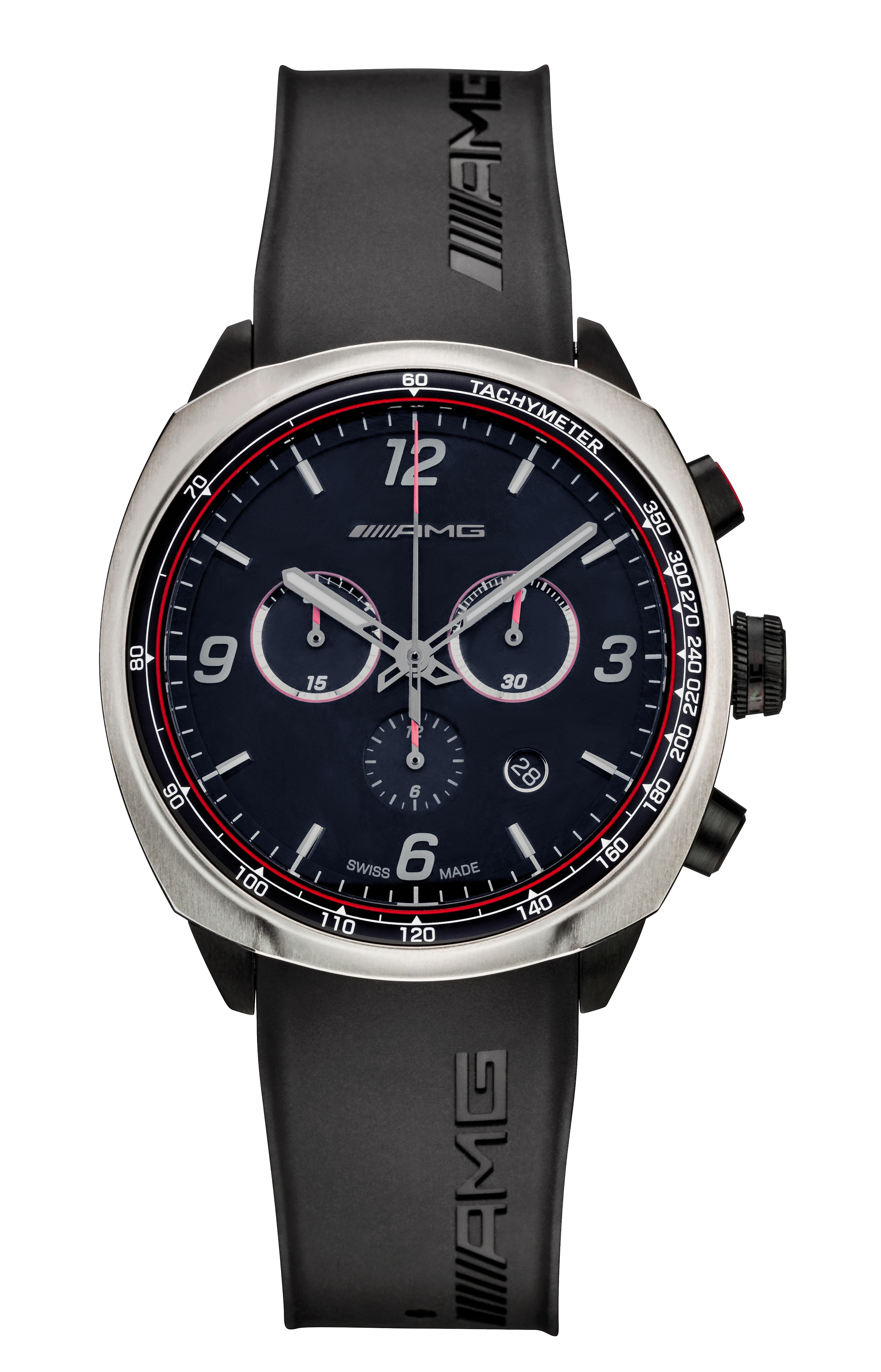 Náramkové hodinky, Muži, AMG, Chronografy Essentials - černá / anthracite / červená, Nerezová ocel / Titan / Kaučuk