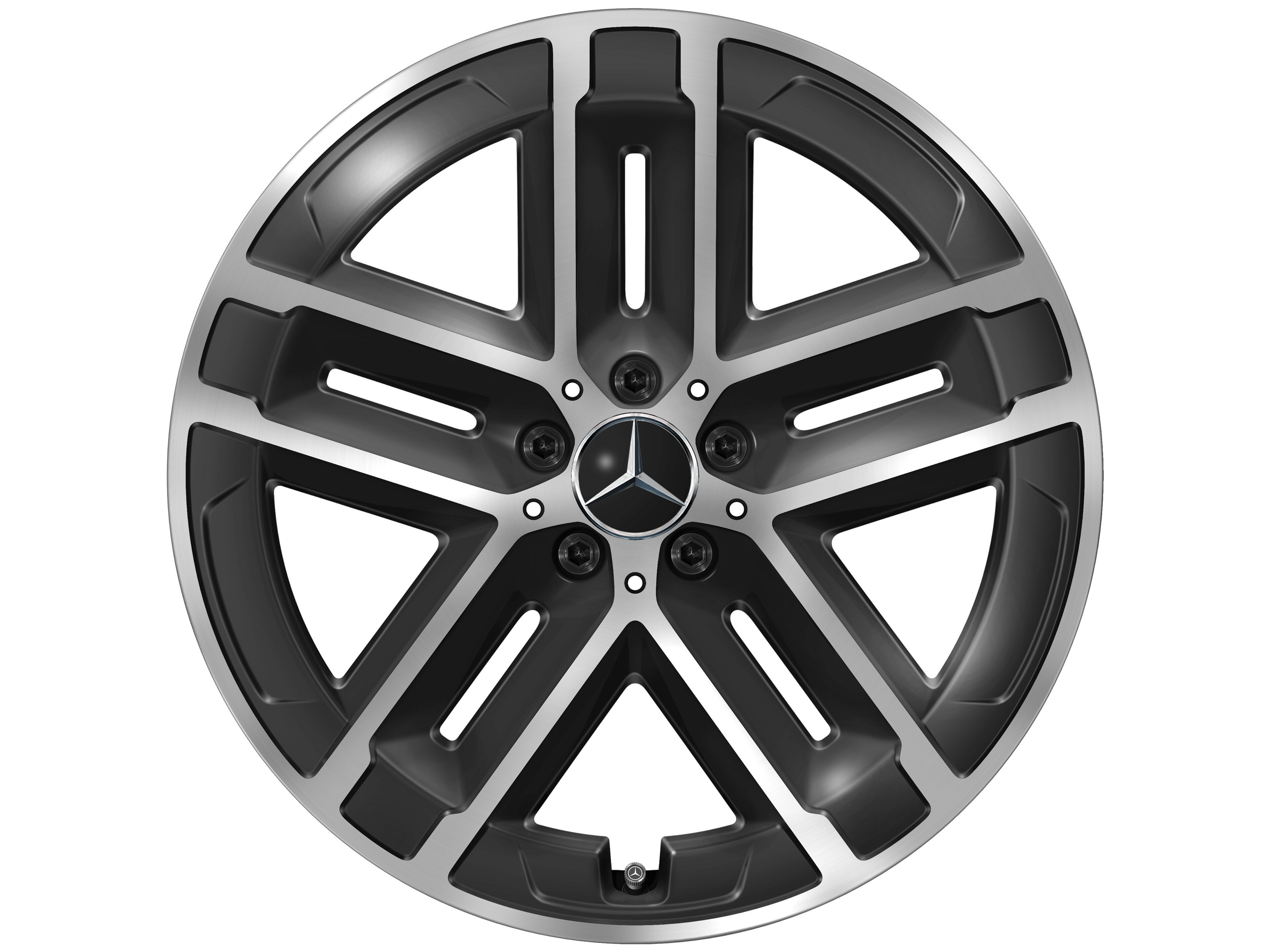 Kolo s 5 dvojitými paprsky, Aero, 50,8 cm (20 palců) - 9 J x 20 ET 60,8, černá, soustružené do lesku
