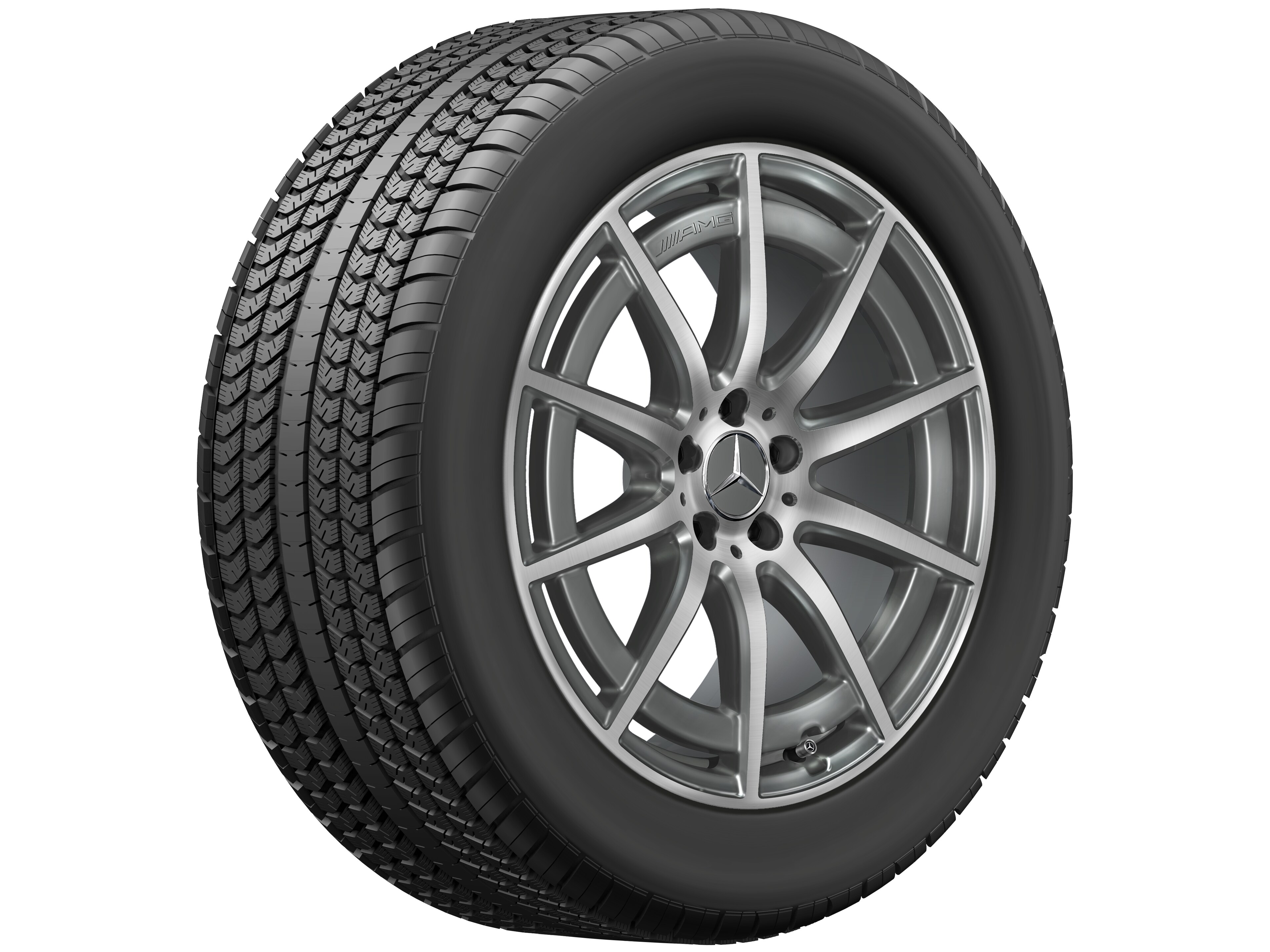 Kolo AMG s 10 paprsky, 50,8 cm (20 palců) - 9,5 J x 20 ET 45, šedá tantalum, soustružené do lesku