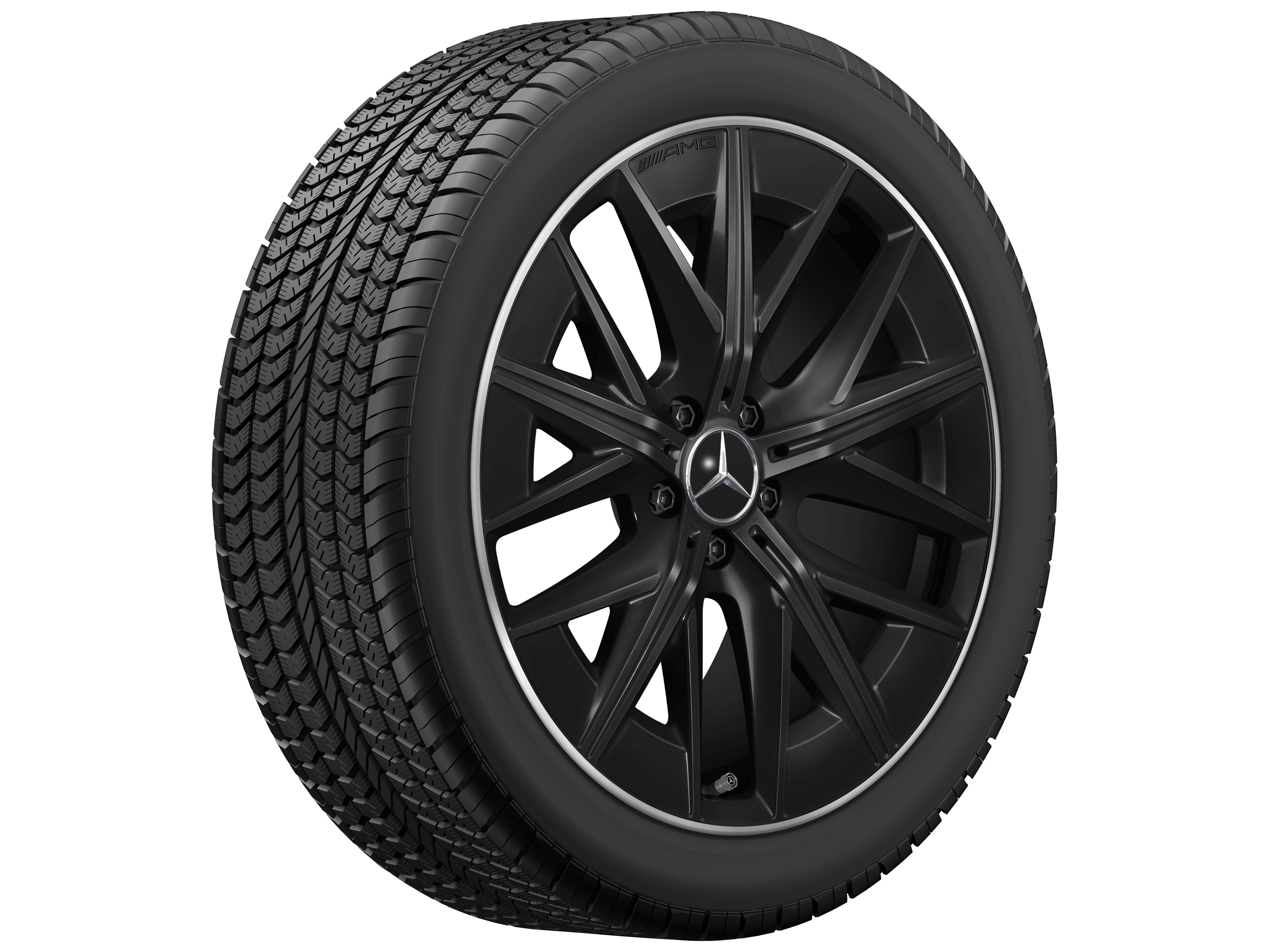 Kolo AMG z lehkých slitin, ve vícepaprskovém provedení, 50,8 cm (20 palců), Okraj ráfku leštěný, aerodynamicky optimalizovaná - 9 J x 20 ET 60,8, černá, Okraj ráfku leštěný