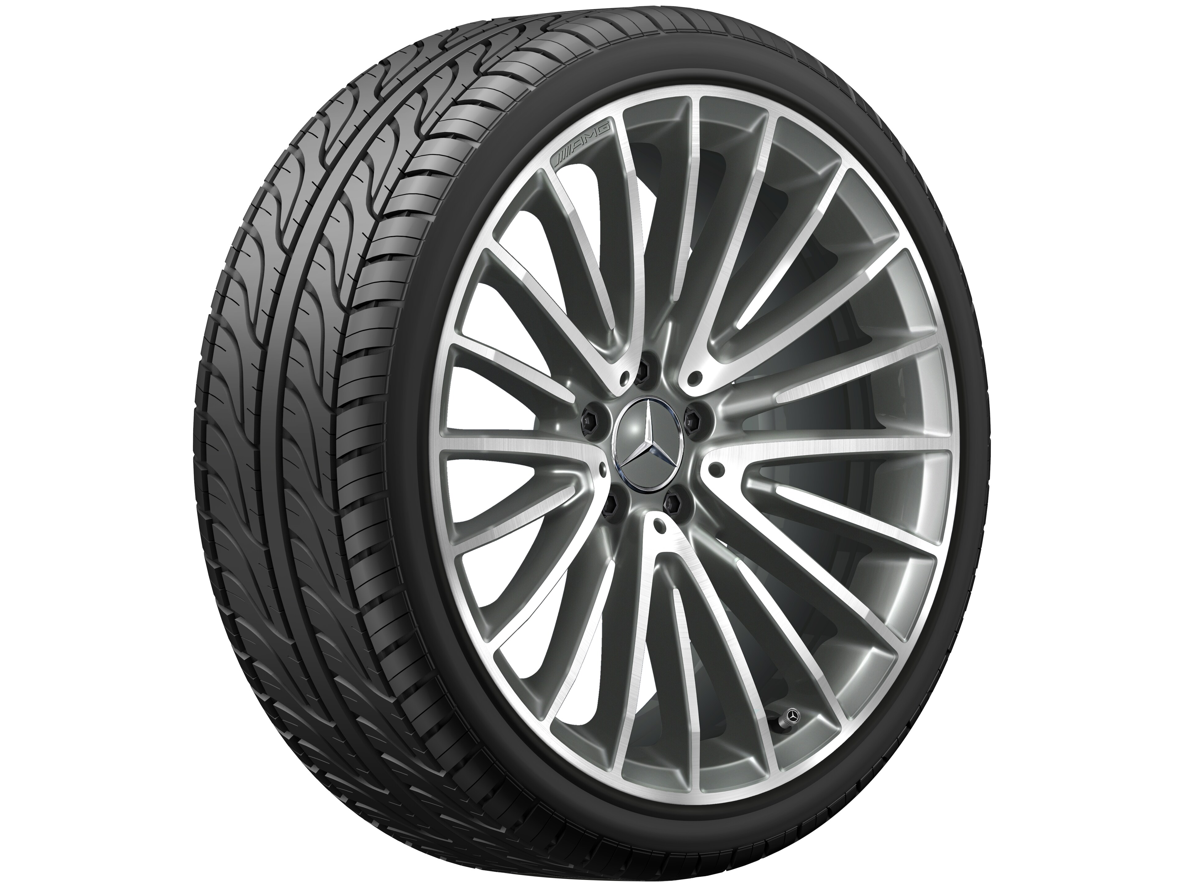 Vícepaprskové kolo AMG, 50,8 cm (20 palců) - 8 J x 20 ET 10, šedá titanium, soustružené do lesku