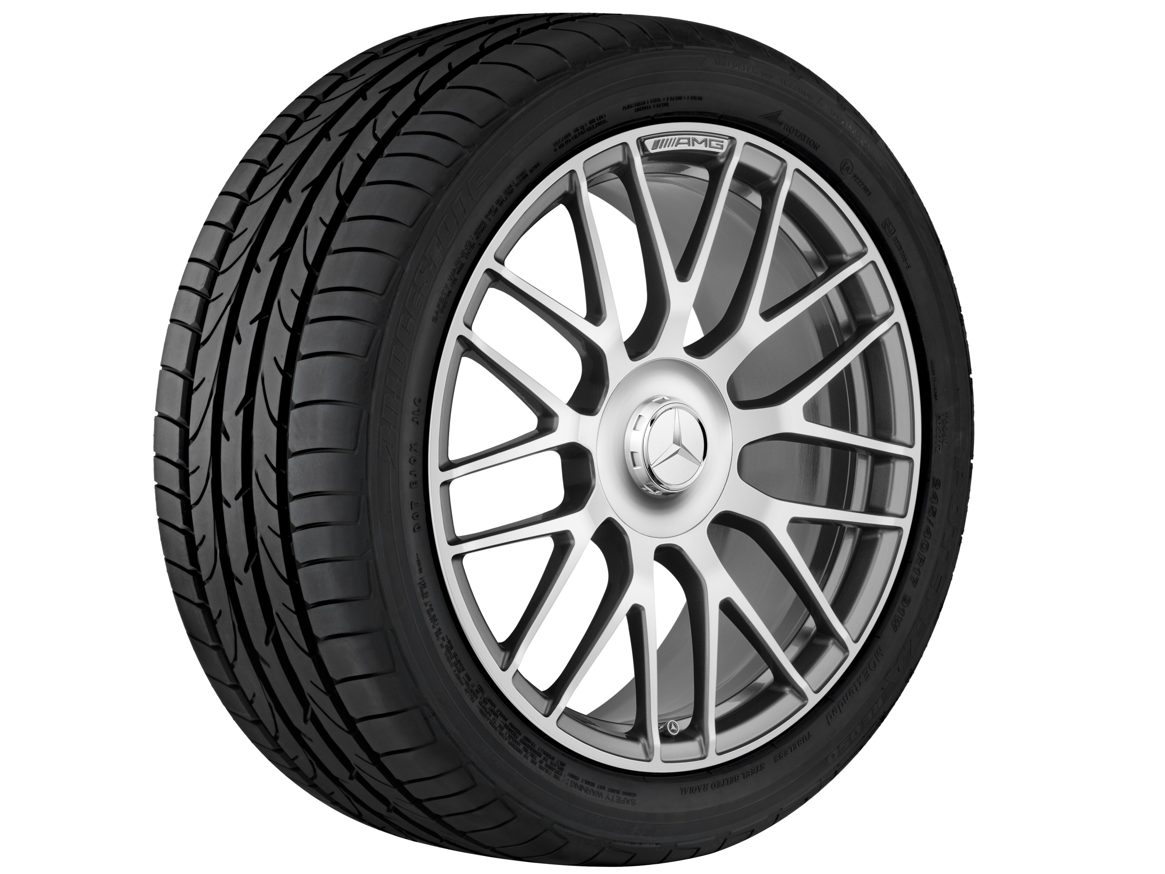 Kované kolo AMG v provedení se zkříženými paprsky, 50,8 cm (20 palců) - 10,5 J x 20 ET 57, šedá titanium, soustružené do lesku