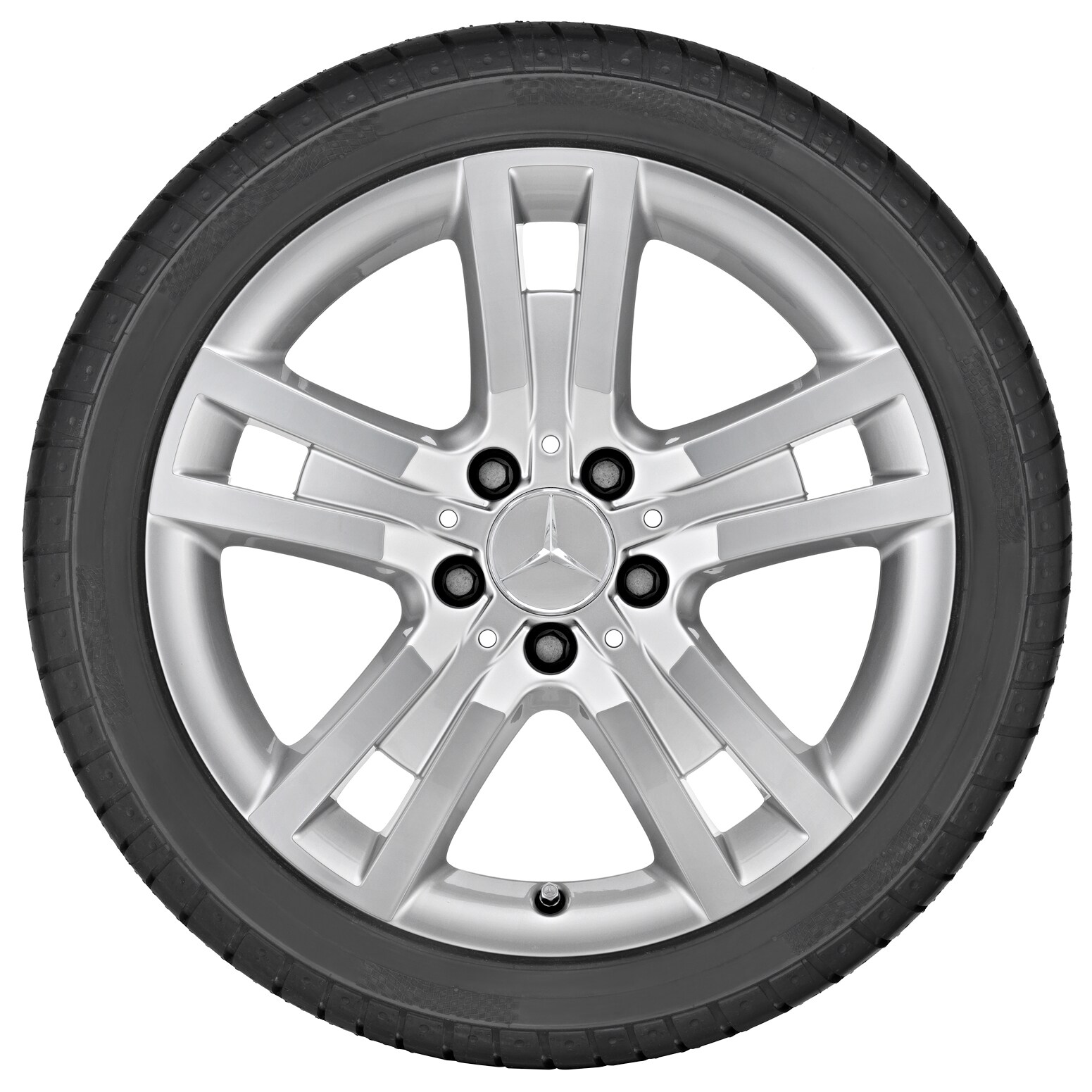 Kolo s 5 dvojitými paprsky, Khotrima, 43,2 cm (17 palců) - 8,5 J x 17 ET 49, titanová stříbrná, soustružené do lesku