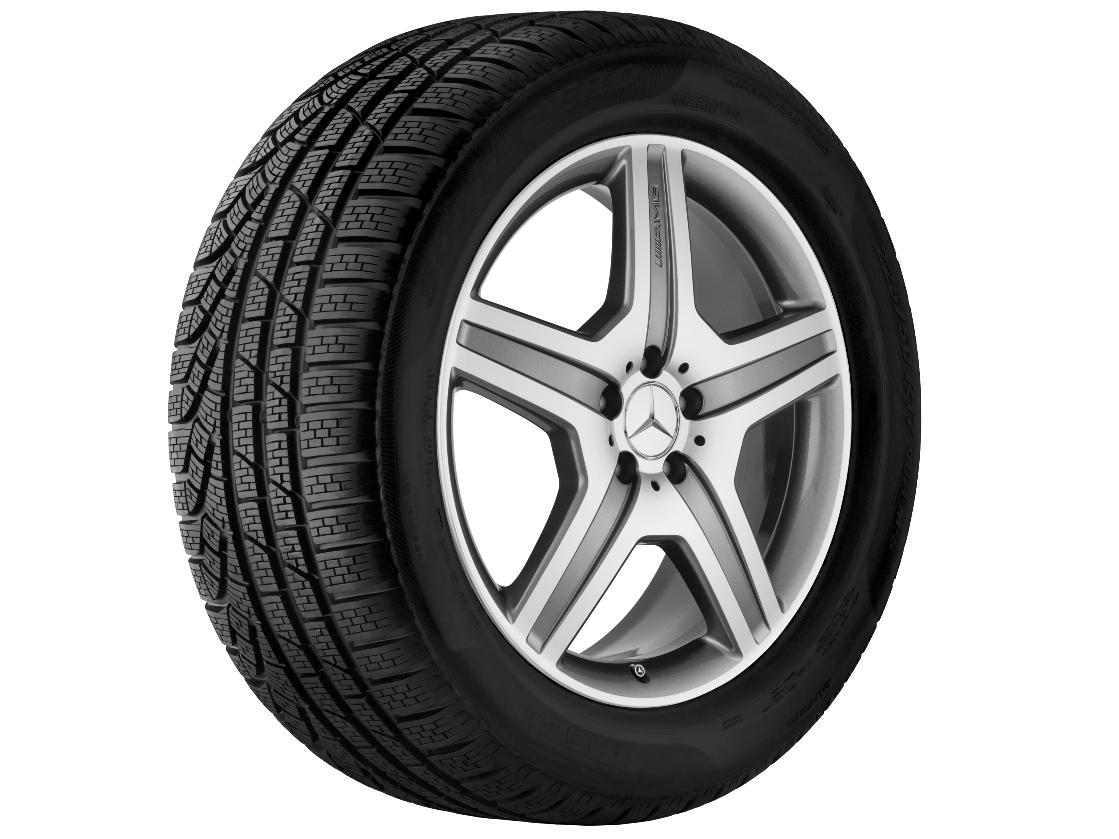 Kolo AMG s 5 paprsky, 50,8 cm (20 palců) - 8,5 J x 20 ET 52, šedá titanium, soustružené do lesku