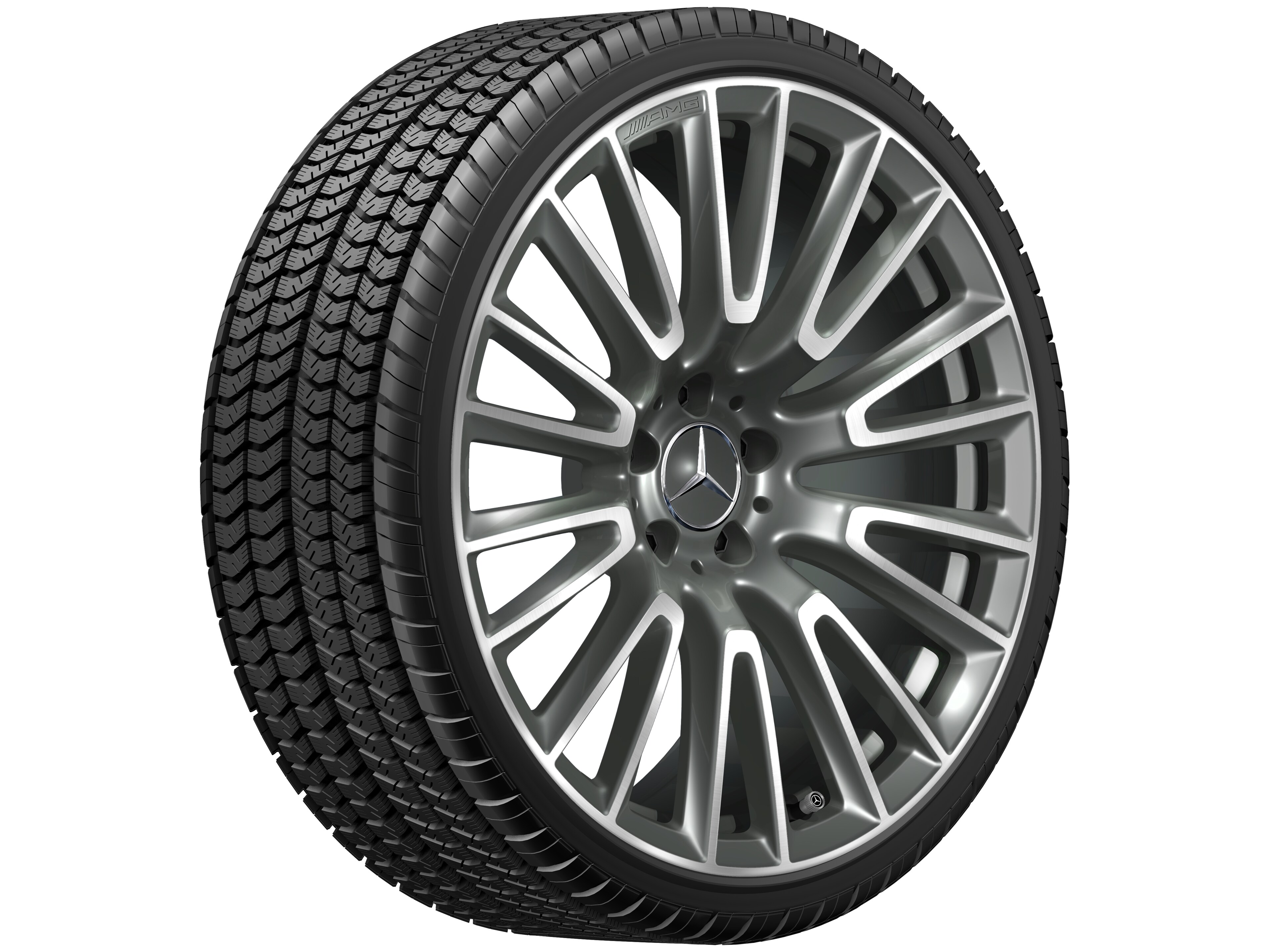 Kolo AMG z lehkých slitin, v provedení s 10 dvojitými paprsky, 50,8 cm (20 palců) - 10,5 J x 20 ET 43, šedá Himalaya, soustružené do lesku