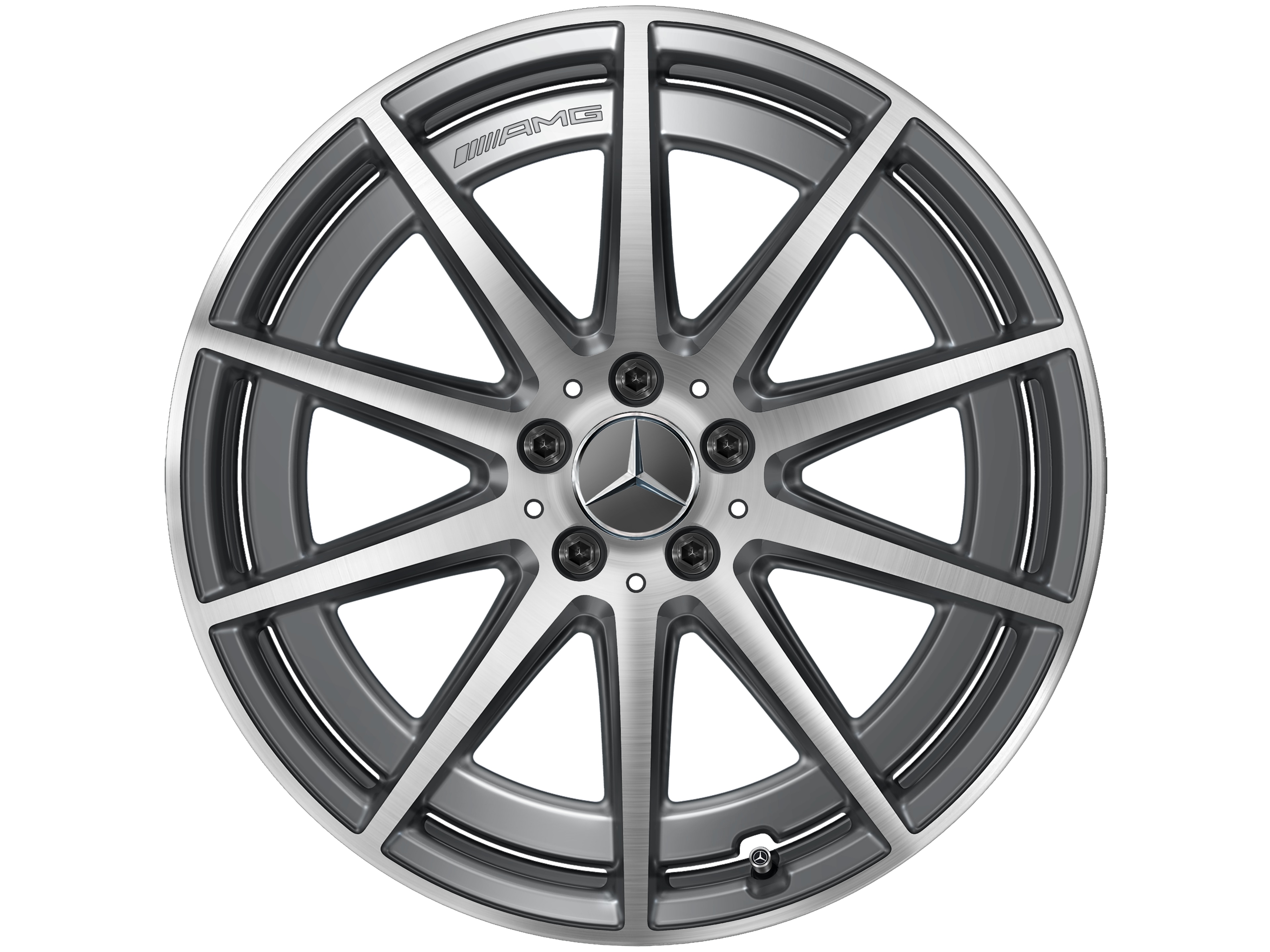 Kolo AMG s 10 paprsky, 50,8 cm (20 palců) - 9,5 J x 20 ET 45, šedá tantalum, soustružené do lesku
