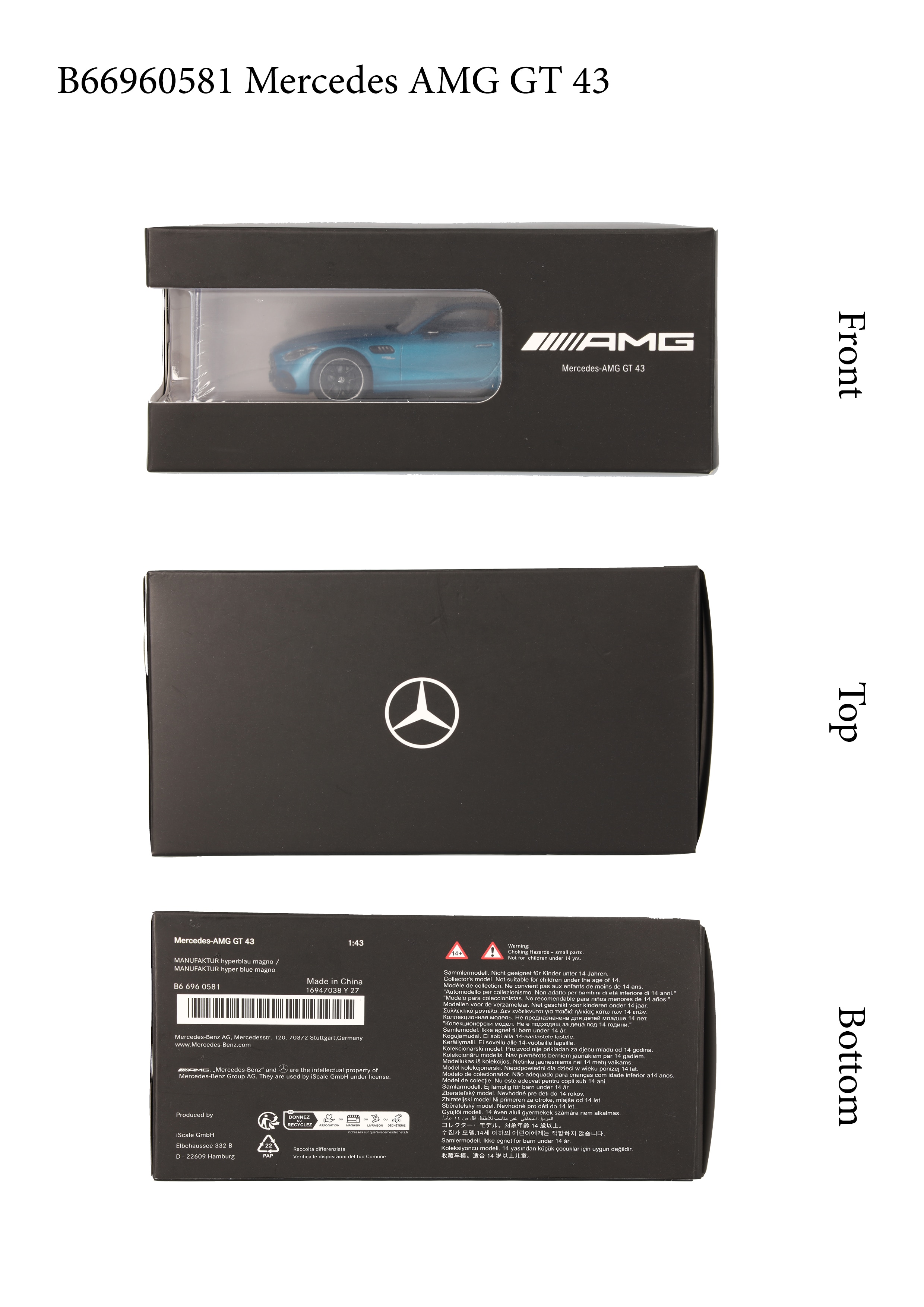 Mercedes-AMG GT 43, C192 - hypermodrá, iScale, 1:43