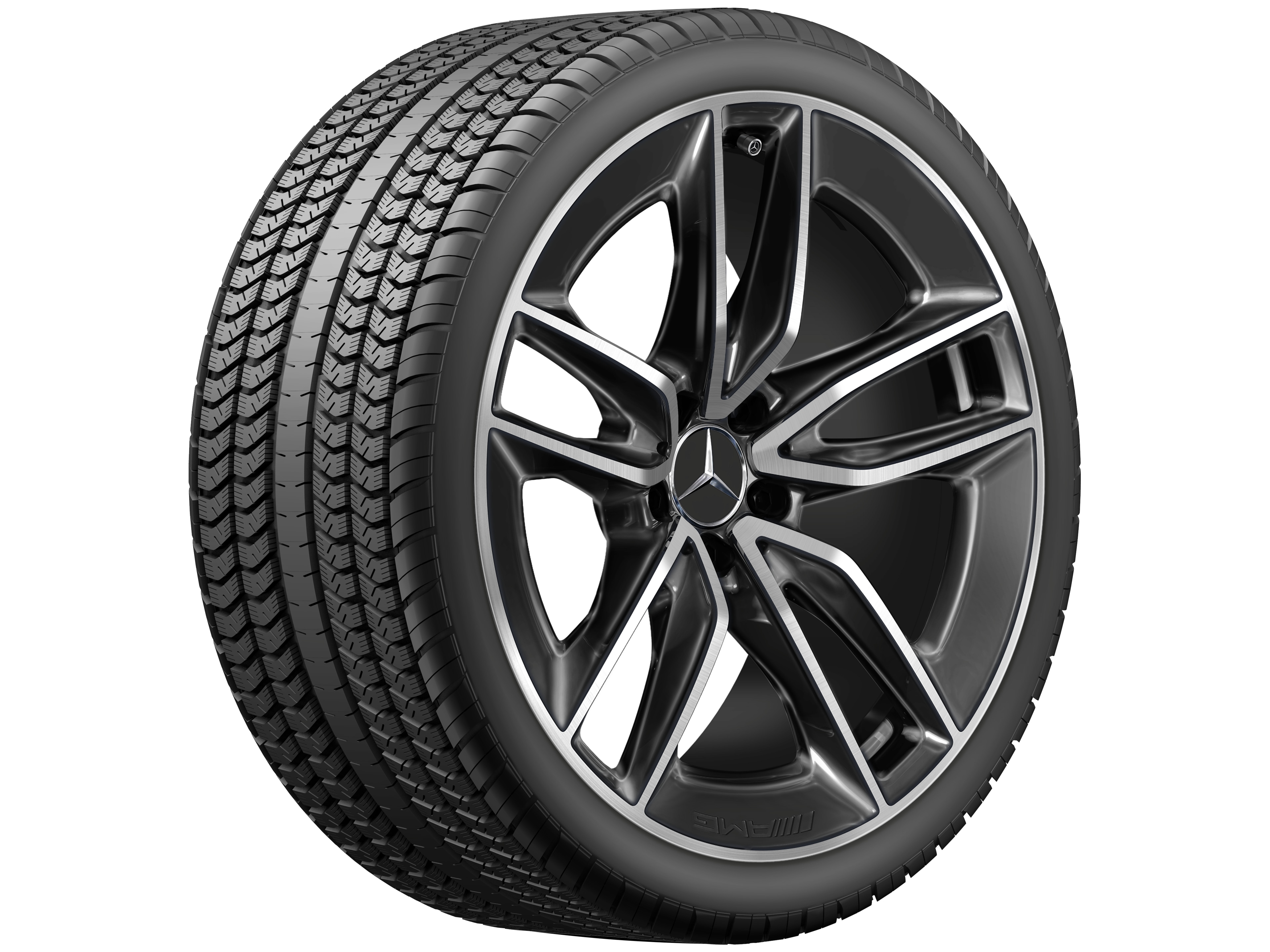 Kolo AMG s 5 dvojitými paprsky, 50,8 cm (20 palců) - 8 J x 20 ET 10, černá, soustružené do lesku