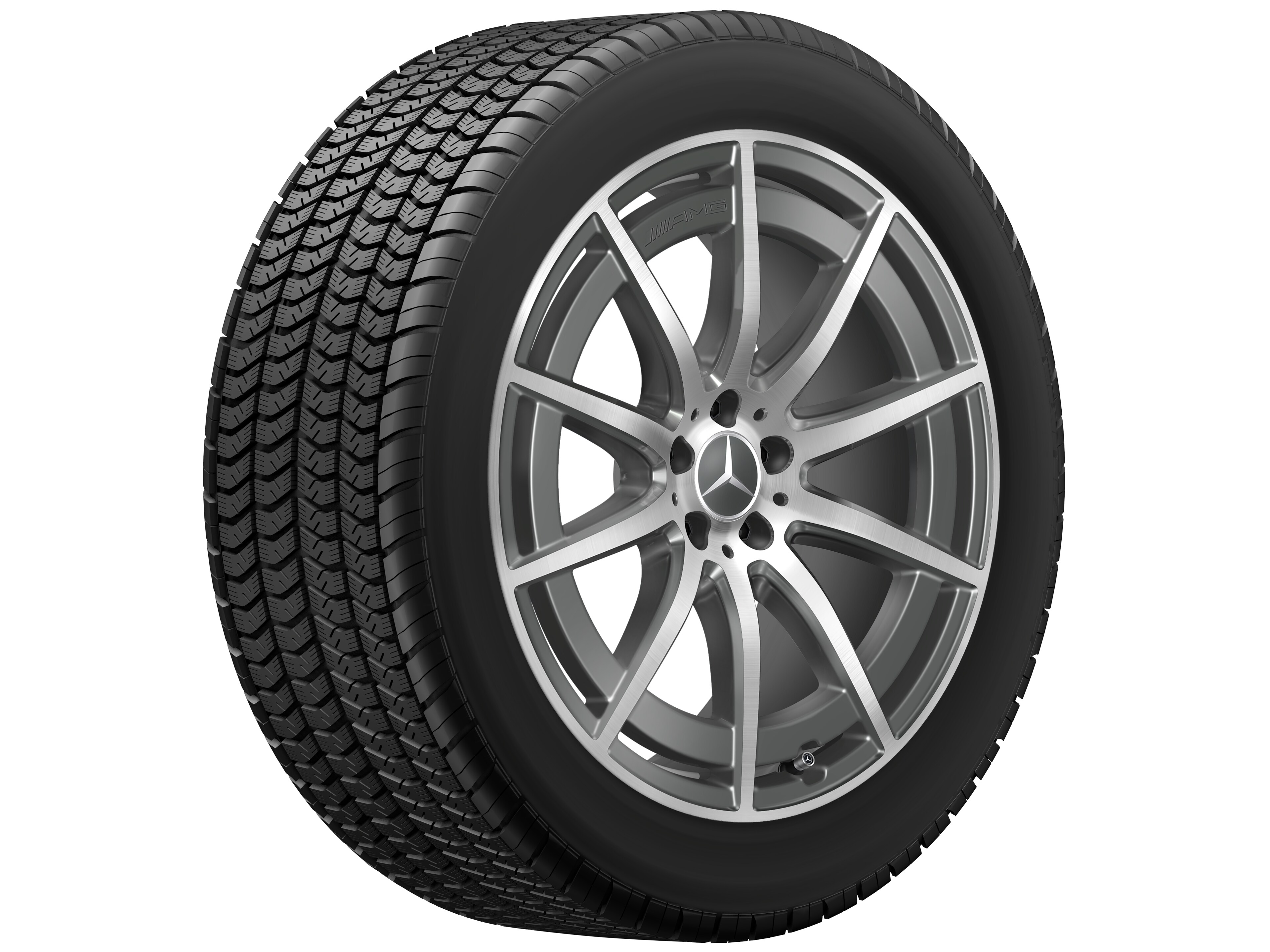 Kolo AMG s 10 paprsky, 53,3 cm (21 palců) - 9 J x 21 ET 36, šedá tantalum, soustružené do lesku