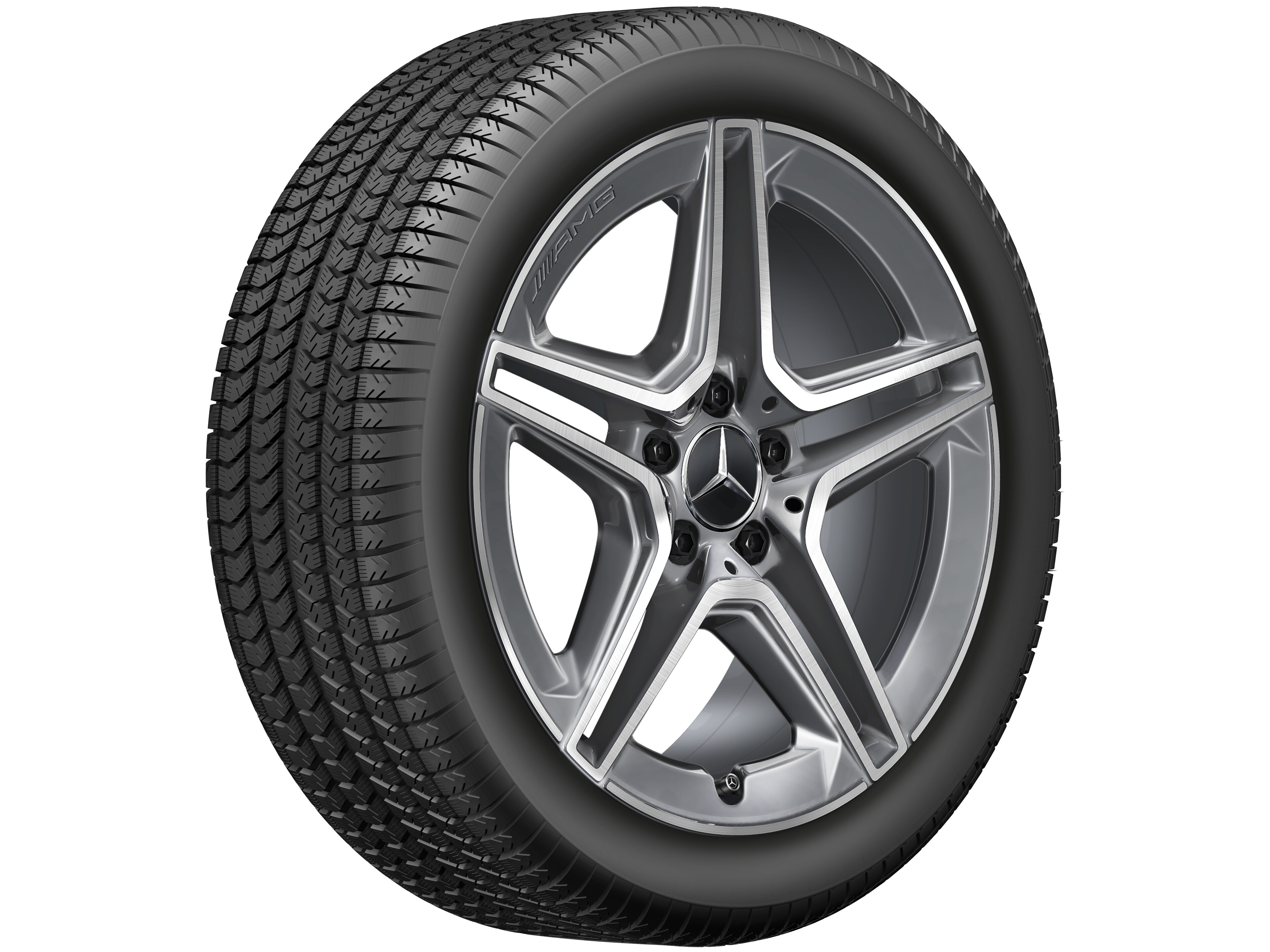 Kolo AMG s 5 dvojitými paprsky, 45,7 cm (18 palce) - 7,5 J x 18 ET 49, tremolit metalický, soustružené do lesku