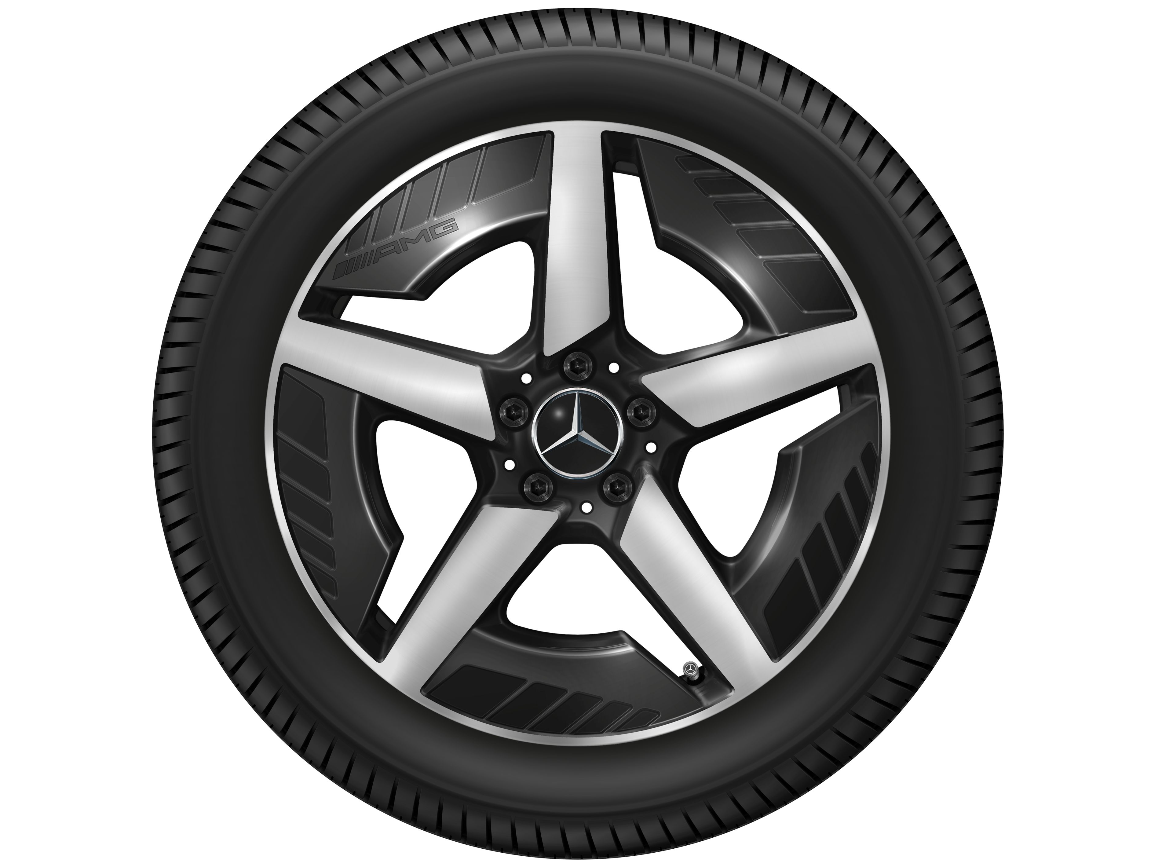 Kolo AMG z lehkých slitin, v 5paprskovém designu, 48,3 cm (19 palců), soustružené do lesku - 8 J x 19 ET 38,2, černá, soustružené do lesku