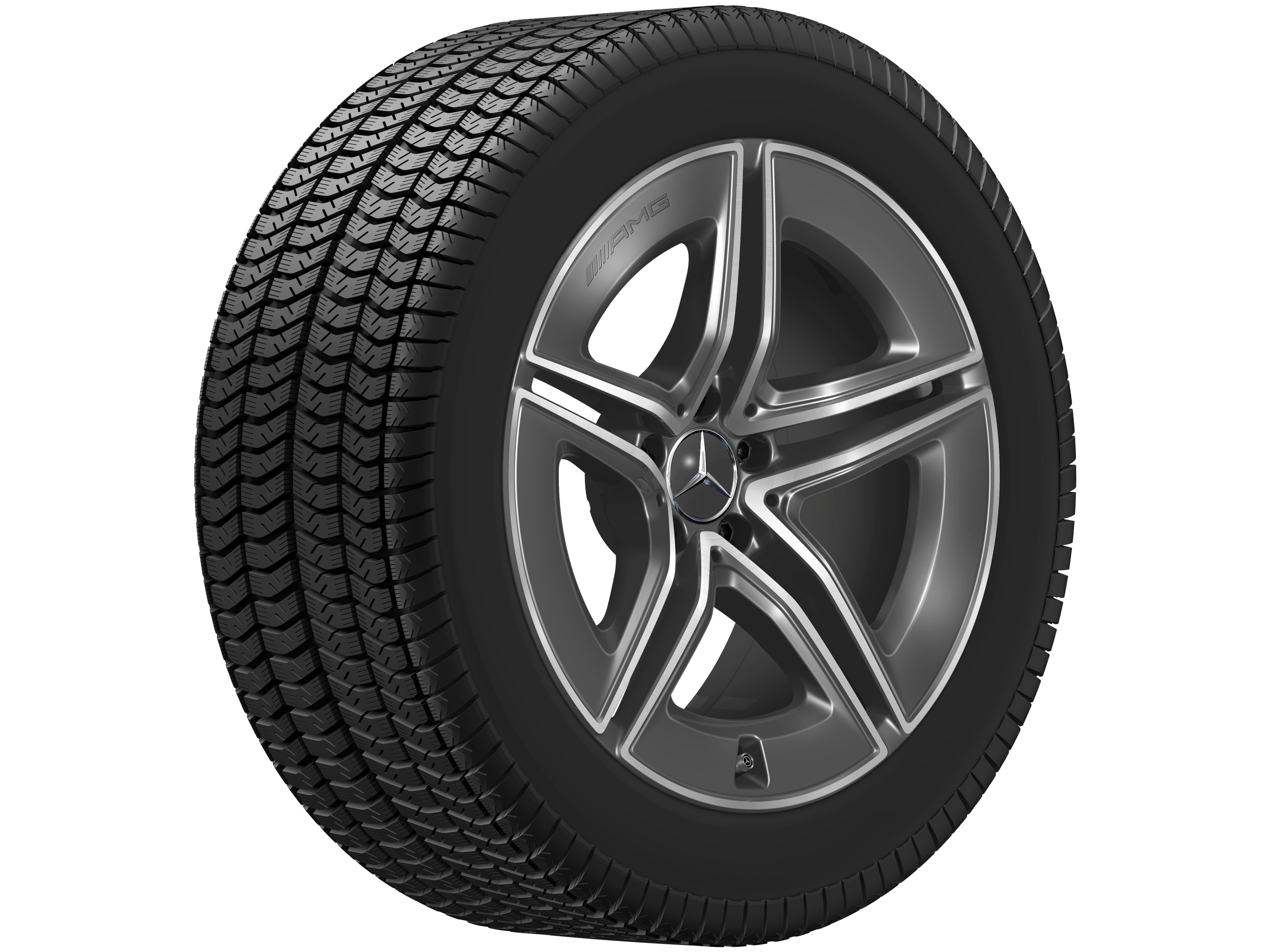 Kolo AMG s 5 dvojitými paprsky, 48,3 cm (19 palců) - 8 J x 19 ET 21,5, šedá tantalum, soustružené do lesku