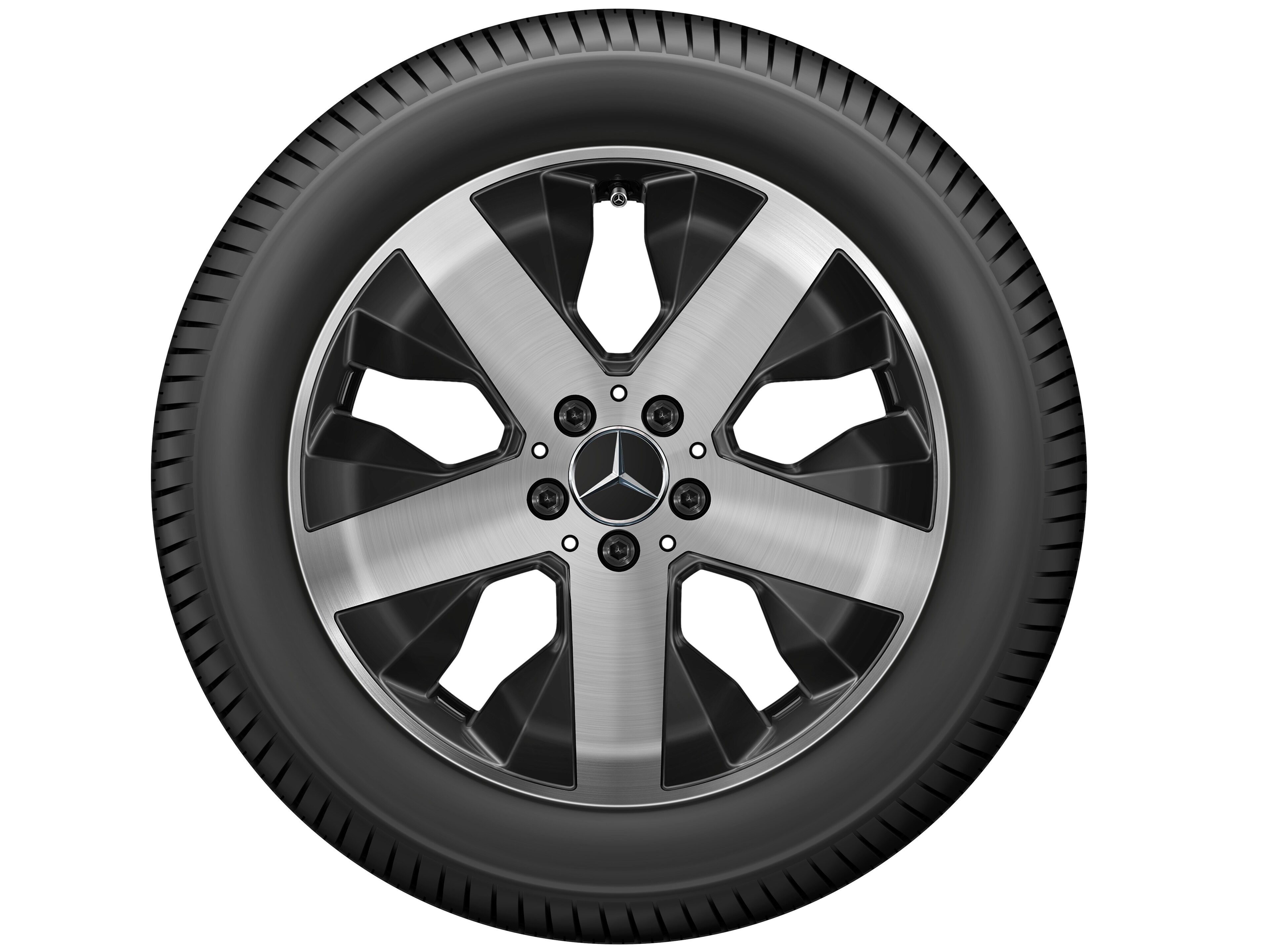 Kolo s 5 paprsky, 45,7 cm (18 palce) - 7,5 J x 18 ET 53, černá, soustružené do lesku