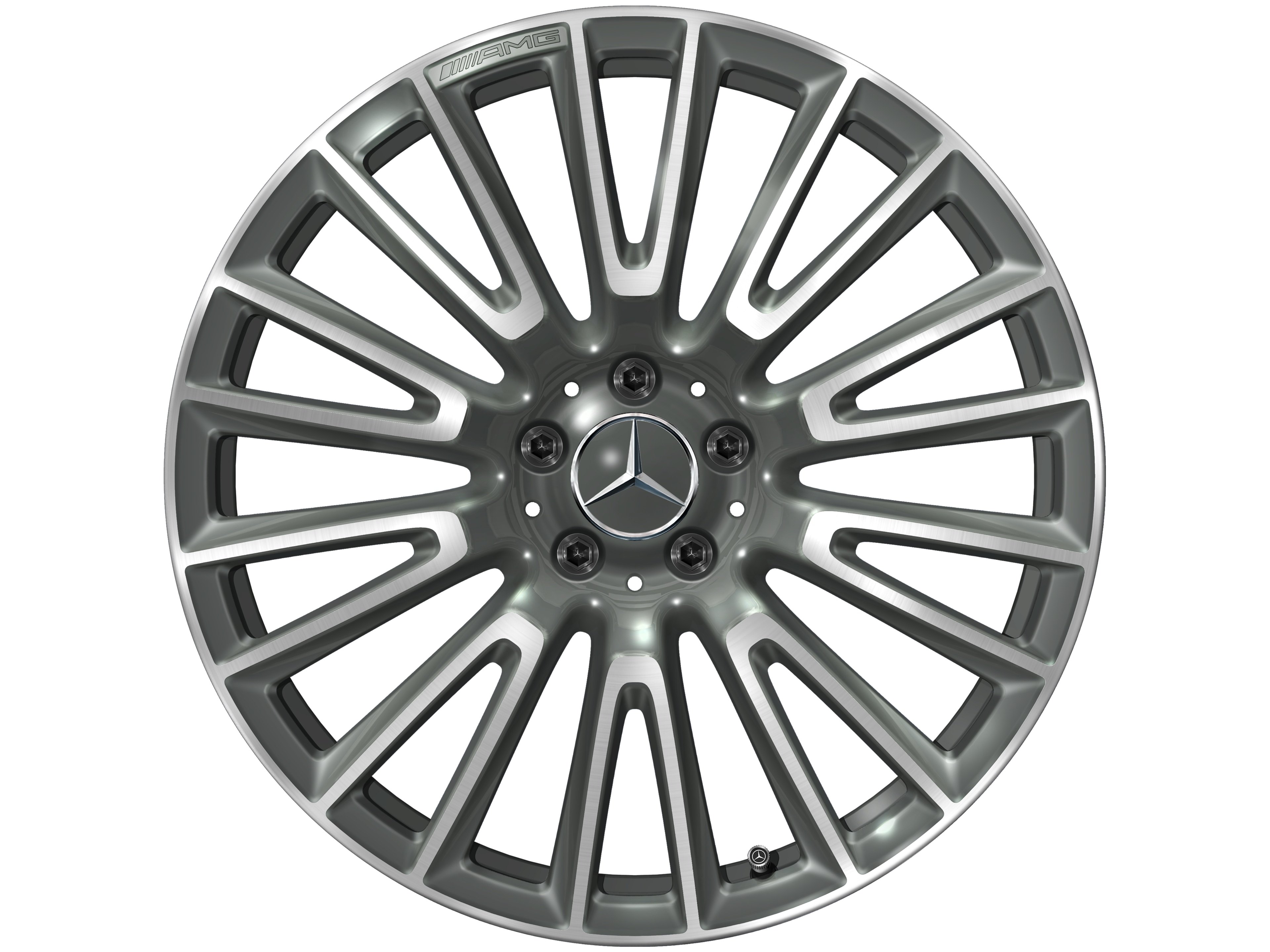 Kolo AMG z lehkých slitin, v provedení s 10 dvojitými paprsky, 50,8 cm (20 palců) - 10,5 J x 20 ET 43, šedá Himalaya, soustružené do lesku