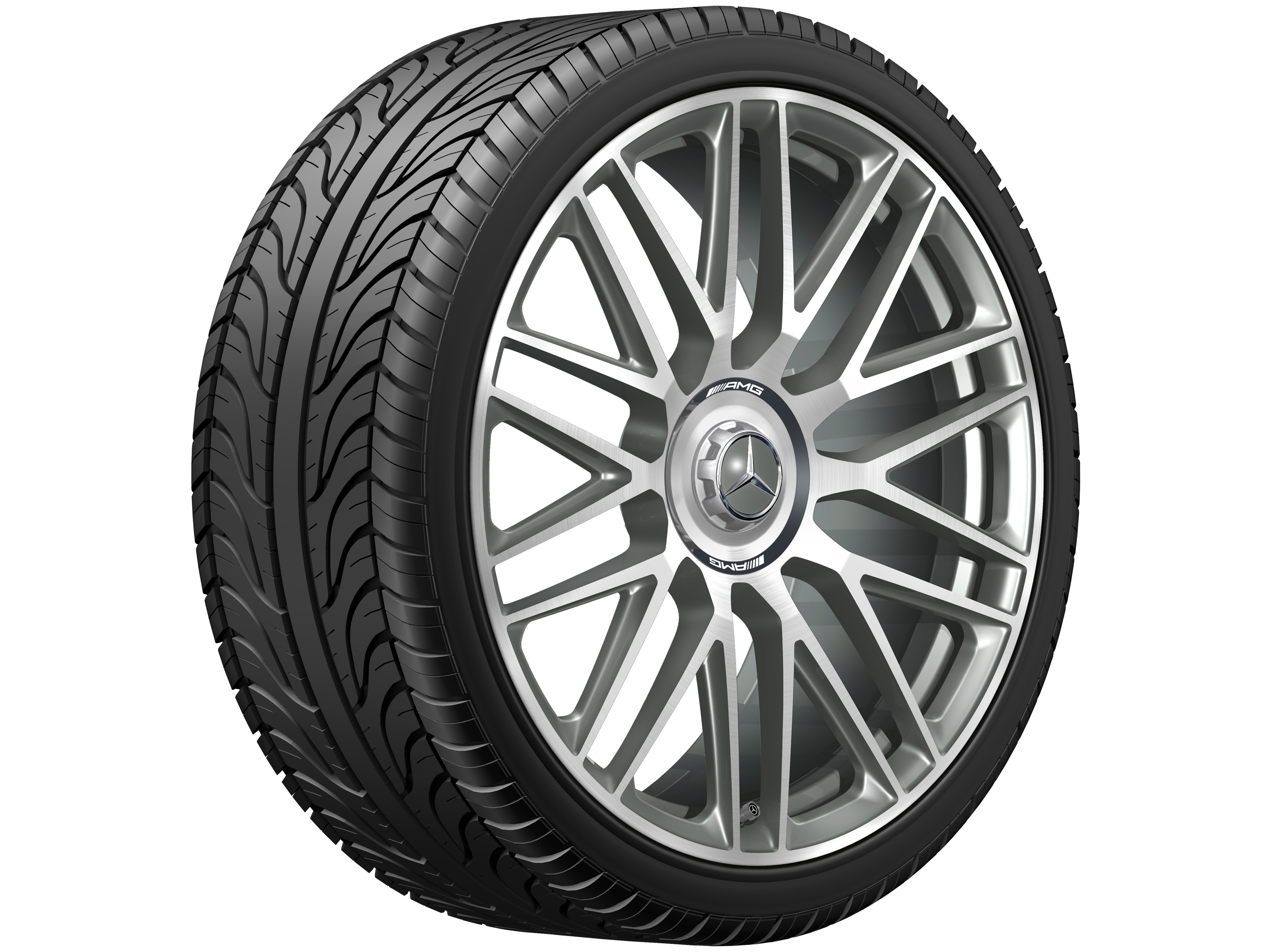 Kované kolo AMG v provedení s 10 dvojitými paprsky, 53,3 cm (21 palců) - 10,5 J x 21 ET 42, šedá titanium, soustružené do lesku