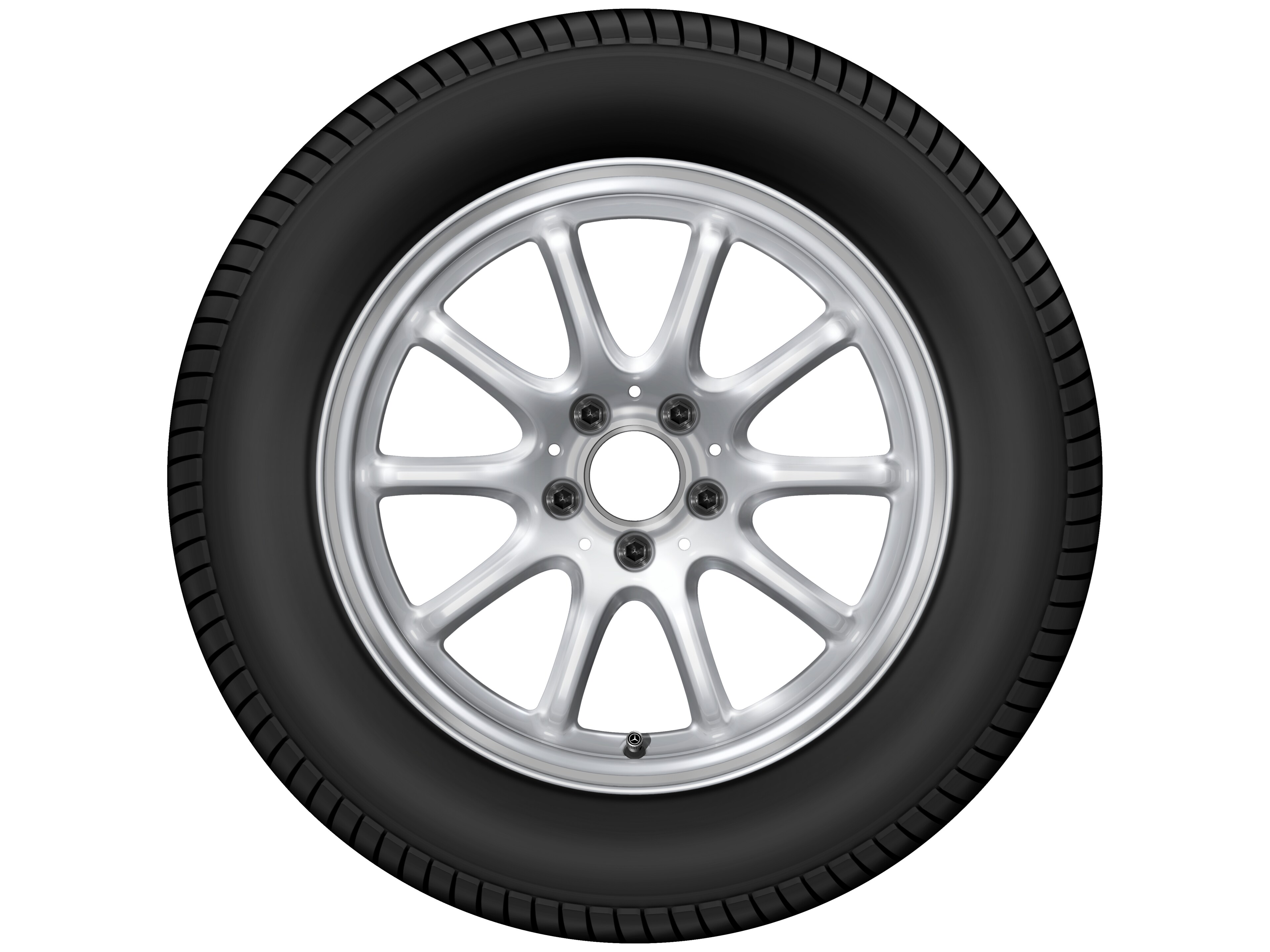 Kolo s 10 paprsky, 43,2 cm (17 palců) - 7,5 J x 17 ET 30, stříbrná vanadium, soustružené do lesku
