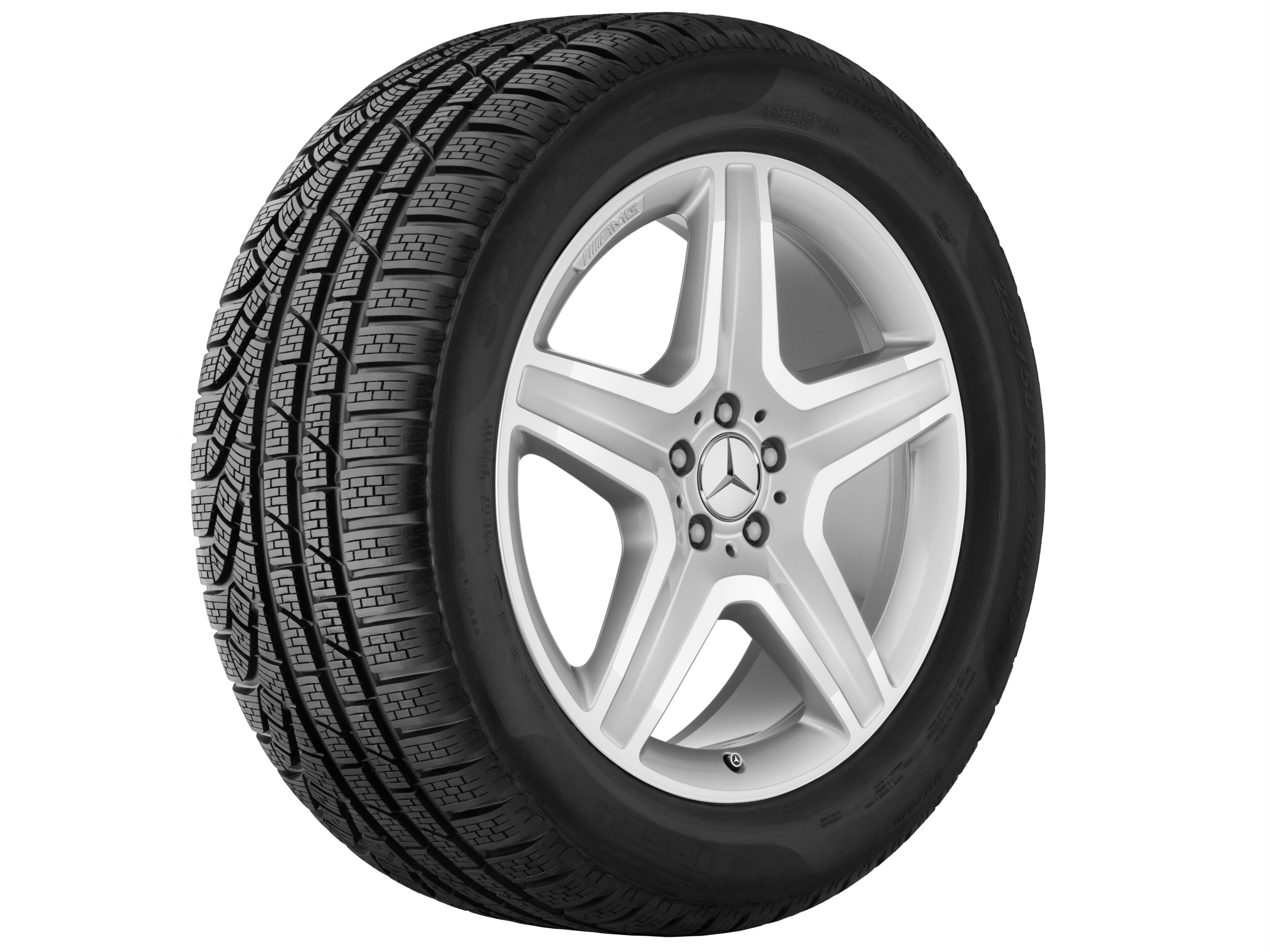Kolo AMG s 5 paprsky, 50,8 cm (20 palců) - 9 J x 20 ET 57, stříbrné barvy, soustružené do lesku