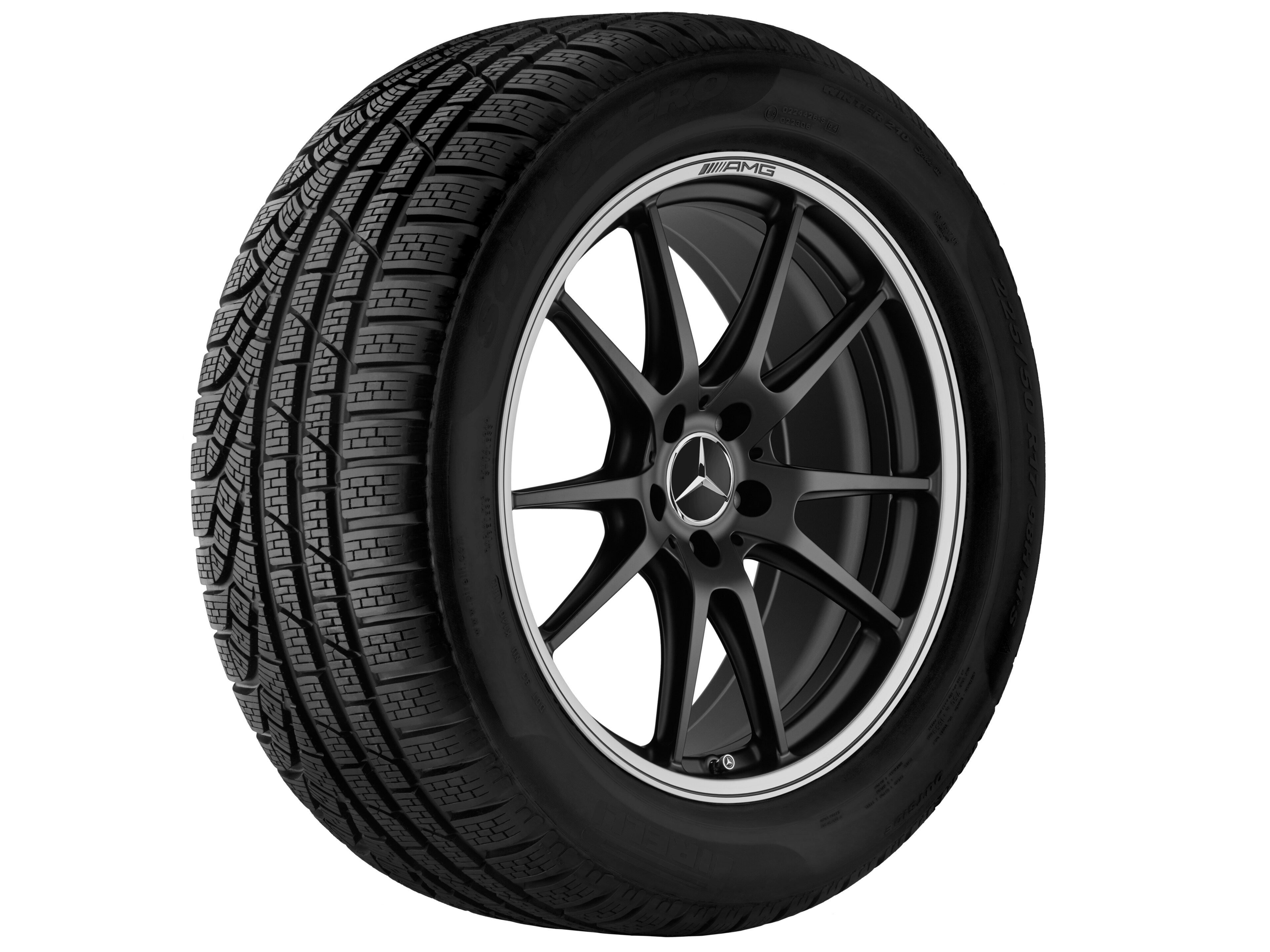 Kované kolo AMG v provedení s 5 dvojitými paprsky, 50,8 cm (20 palců), Okraj ráfku leštěný - 10,5 J x 20 ET 57, černá matná, soustružené do lesku