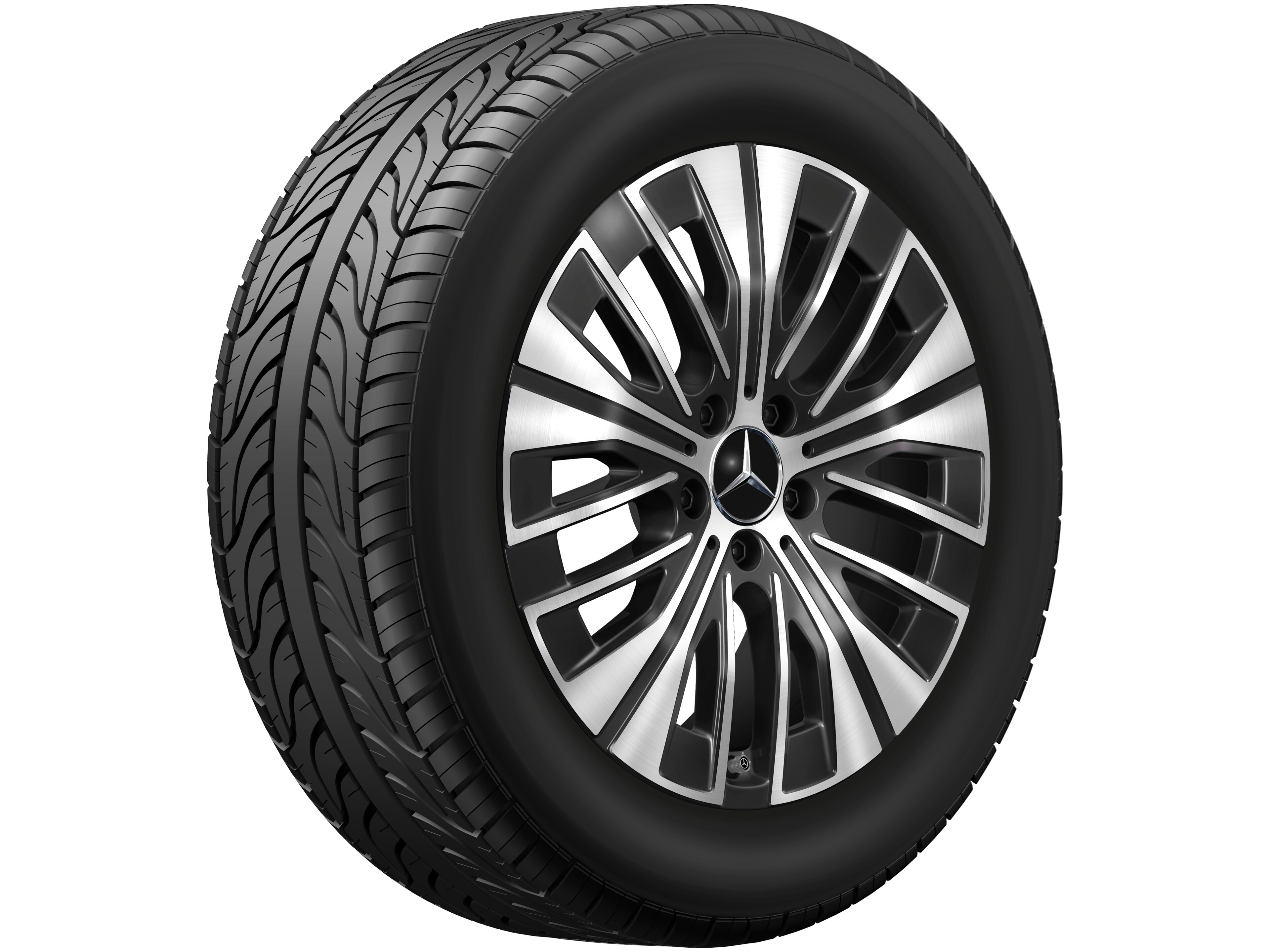 Kolo s 5 trojitými paprsky, 45,7 cm (18 palce) - 7,5 J x 18 ET 53,5, černá, soustružené do lesku