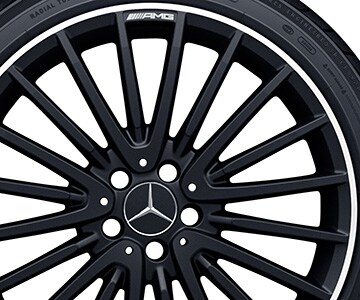 Vícepaprskové kolo AMG, 50,8 cm (20 palců), Okraj ráfku leštěný - 8 J x 20 ET 43,5, černá matná, soustružené do lesku