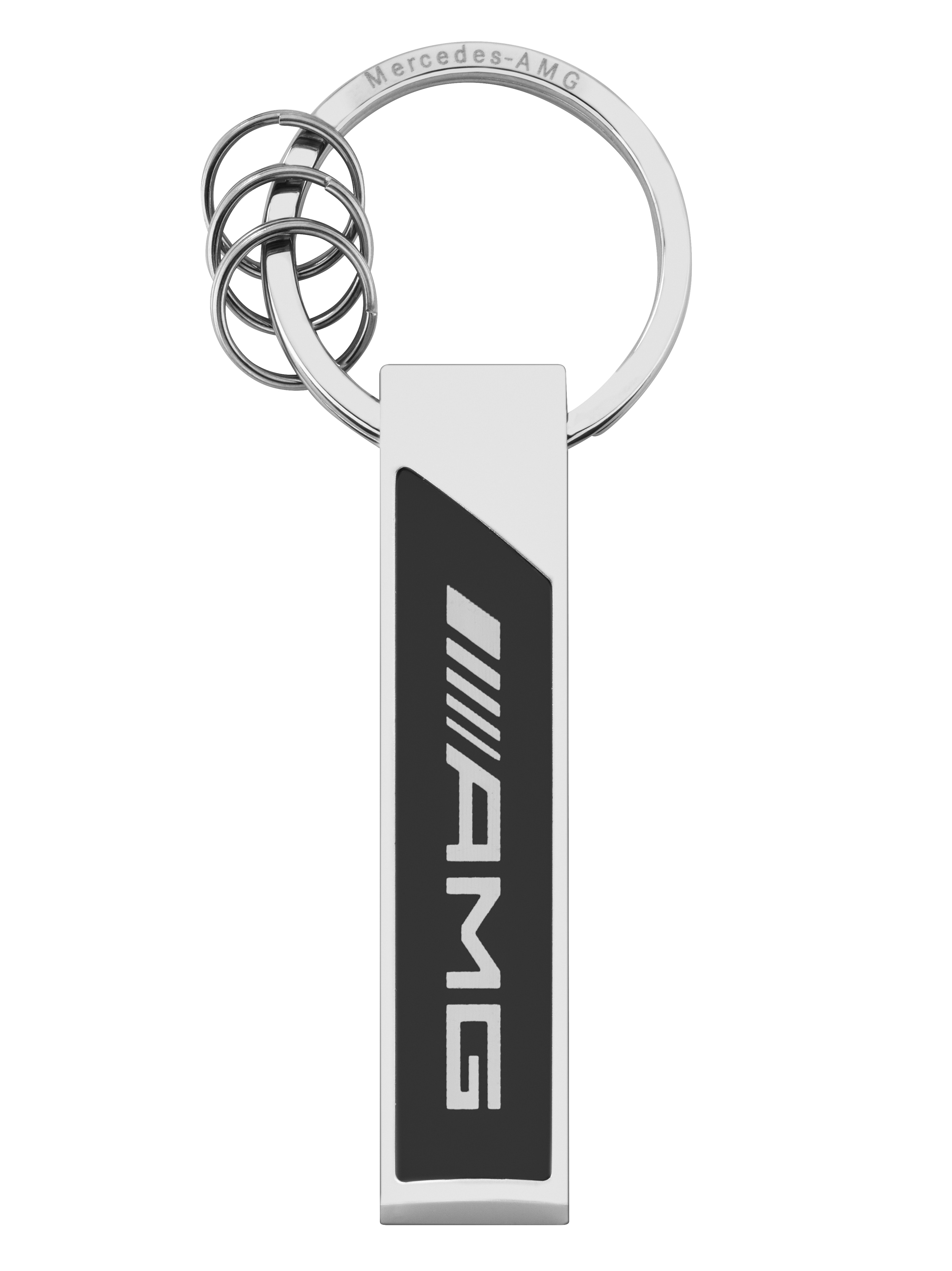 Přívěsek na klíče AMG, Logo - stříbrné barvy / černá / bílá, Nerezová ocel