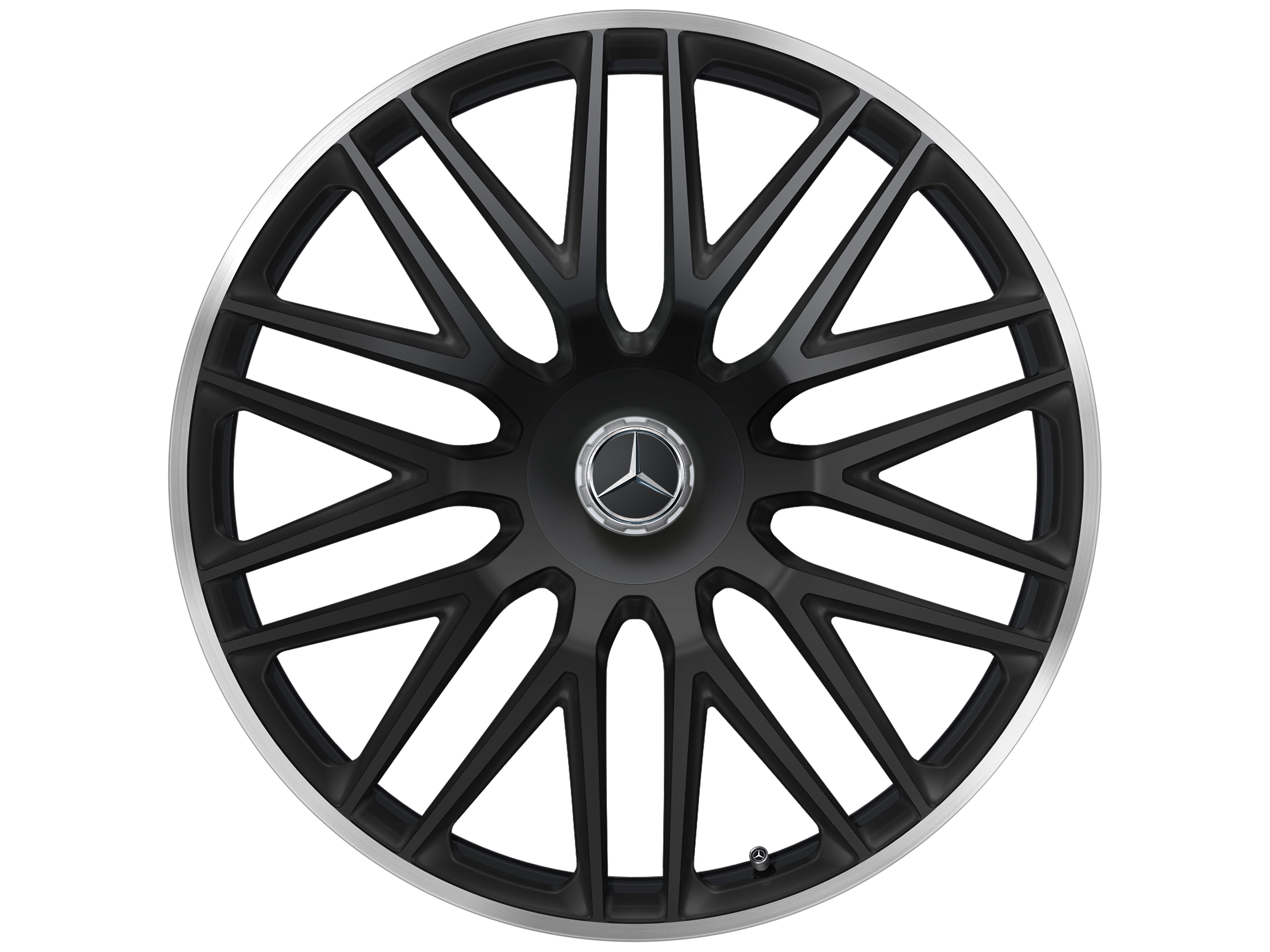 Kovaná kola AMG ve vícepaprskovém provedení, 58,4 cm (23 palců), Okraj ráfku leštěný - 11,5 J x 23 ET 47, černá matná, Okraj ráfku leštěný