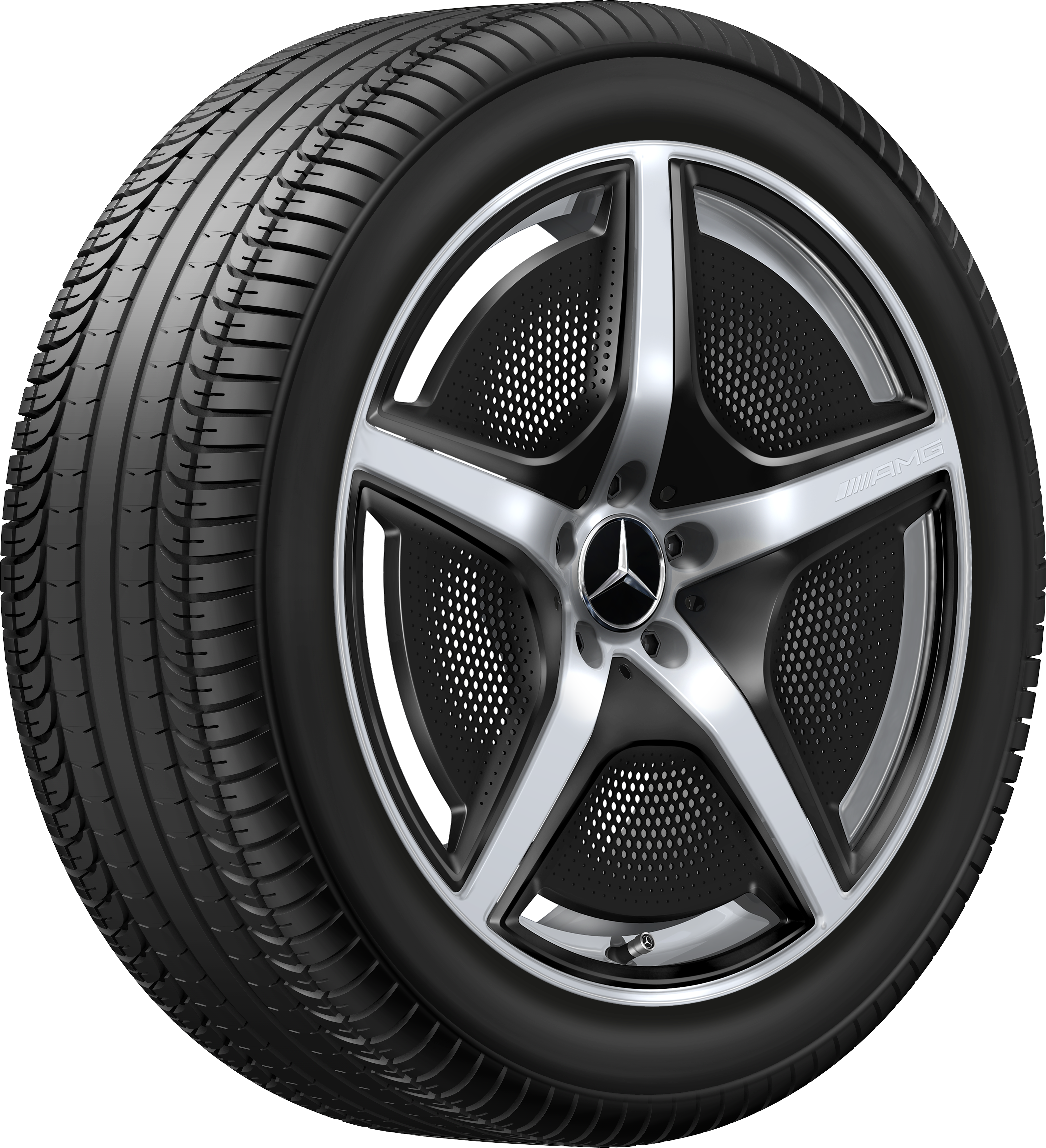Kolo AMG s 5 paprsky, 50,8 cm (20 palců) - 9 J x 20 ET 50, stříbrná vanadium, vysoce lesklé