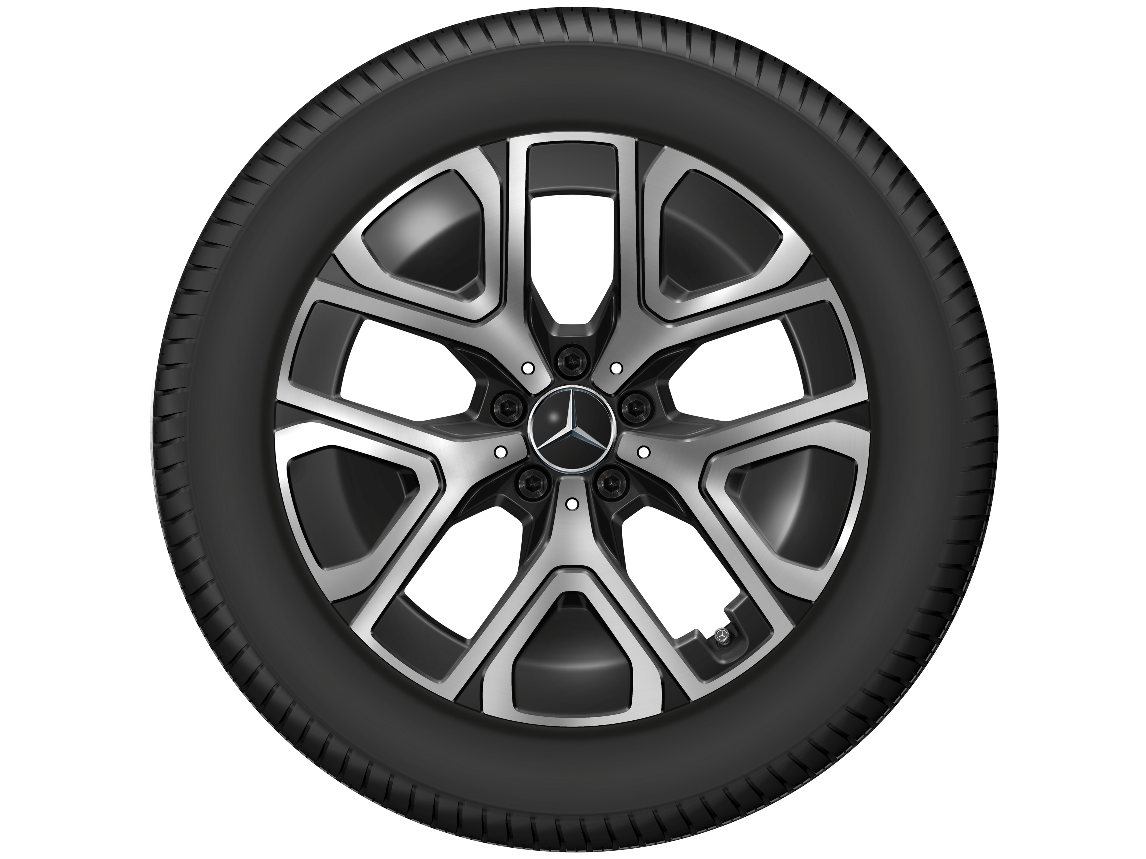 Kolo s 5 dvojitými paprsky, Aero, 45,7 cm (18 palce) - 7 J x 18 ET 46,6, černá, soustružené do lesku