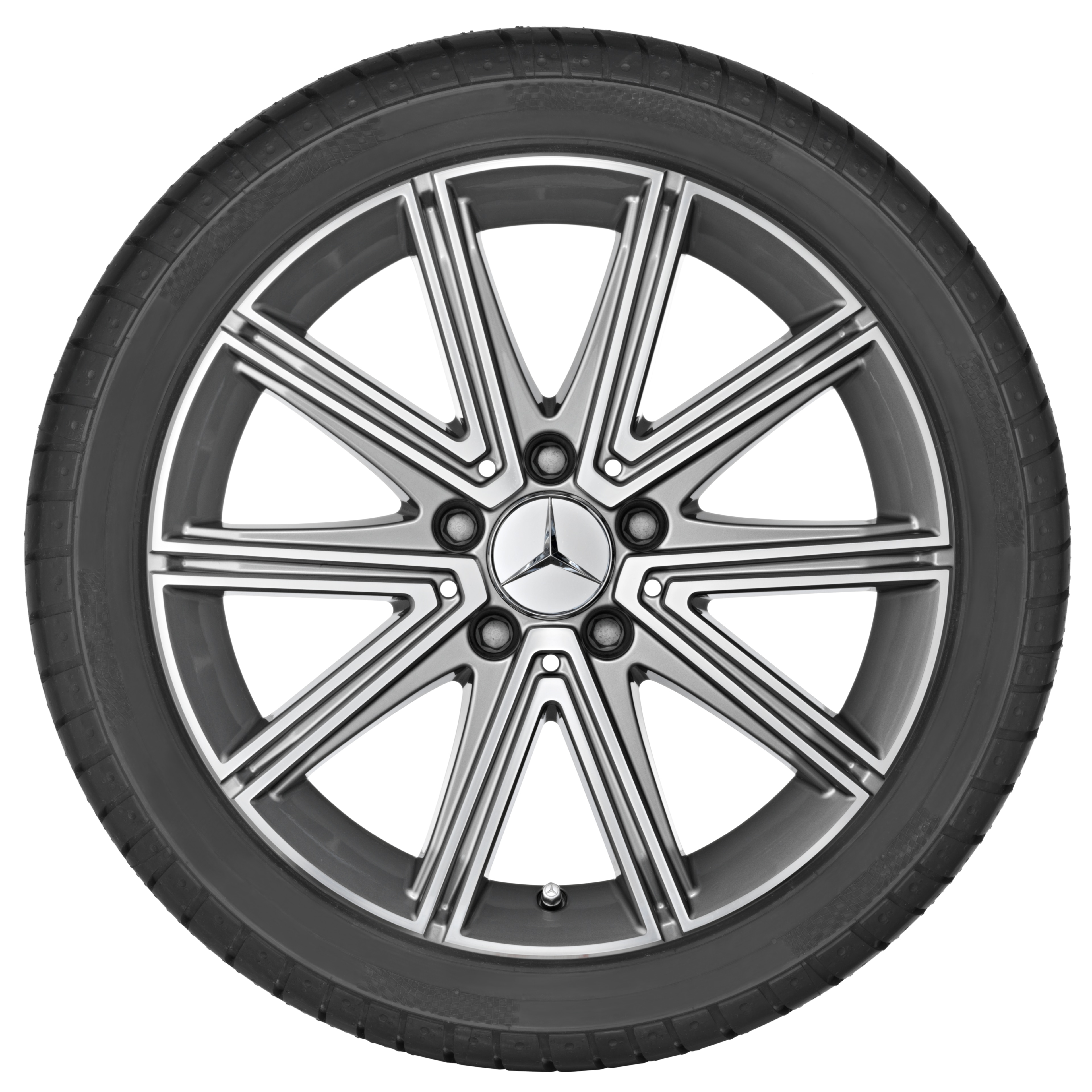 Kolo s 10 paprsky, 43,2 cm (17 palců), soustružené do lesku - 8,5 J x 17 ET 36, stříbrná palladium, soustružené do lesku