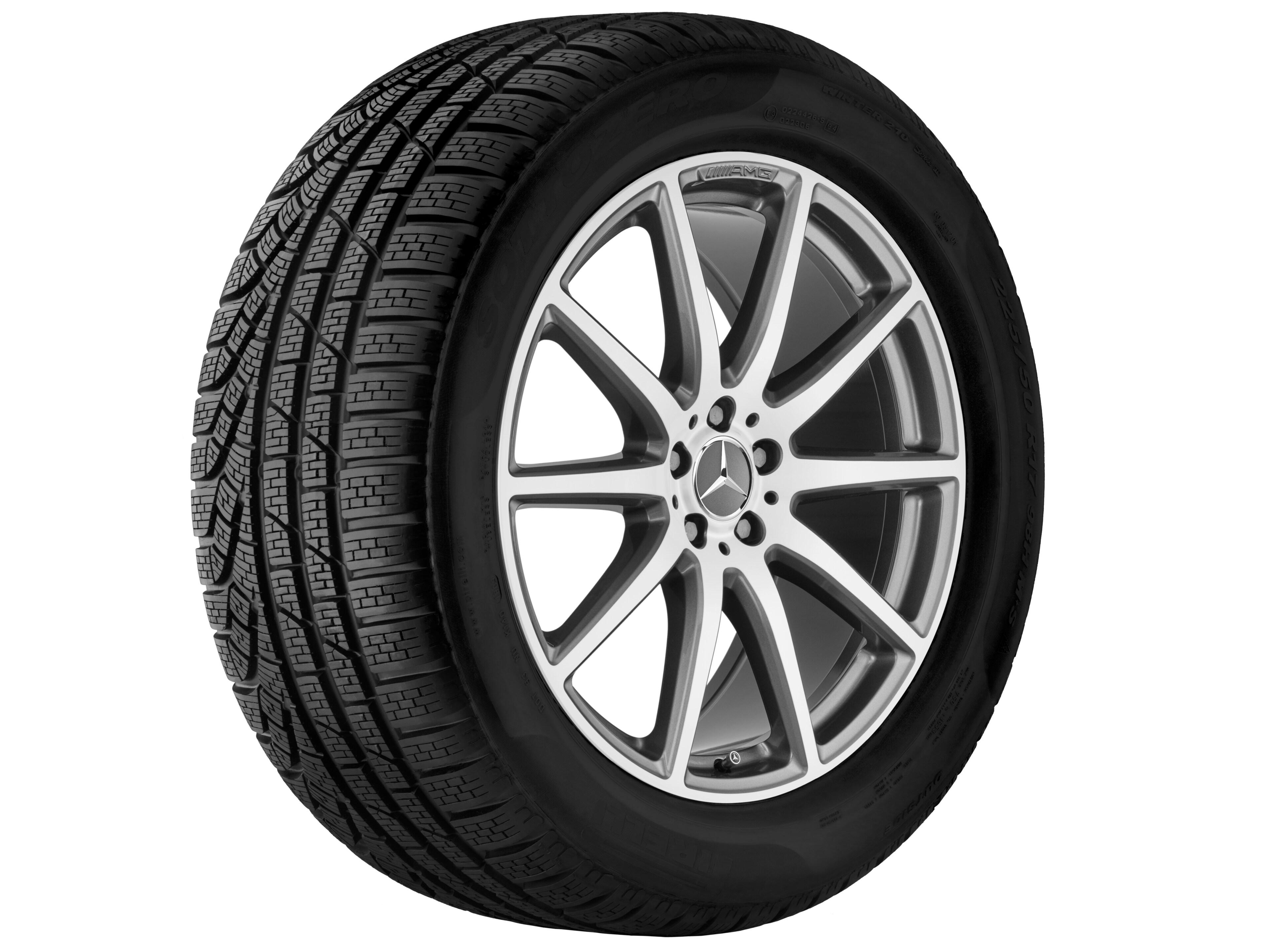 Kolo AMG s 10 paprsky, 53,3 cm (21 palců) - 11,5 J x 21 ET 42, šedá titanium, soustružené do lesku