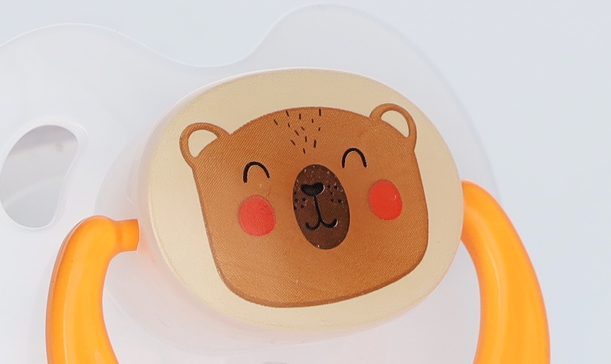 Dudlík, Les - průsvitná bílá / oranžová, plast / Silikon, BABY-NOVA