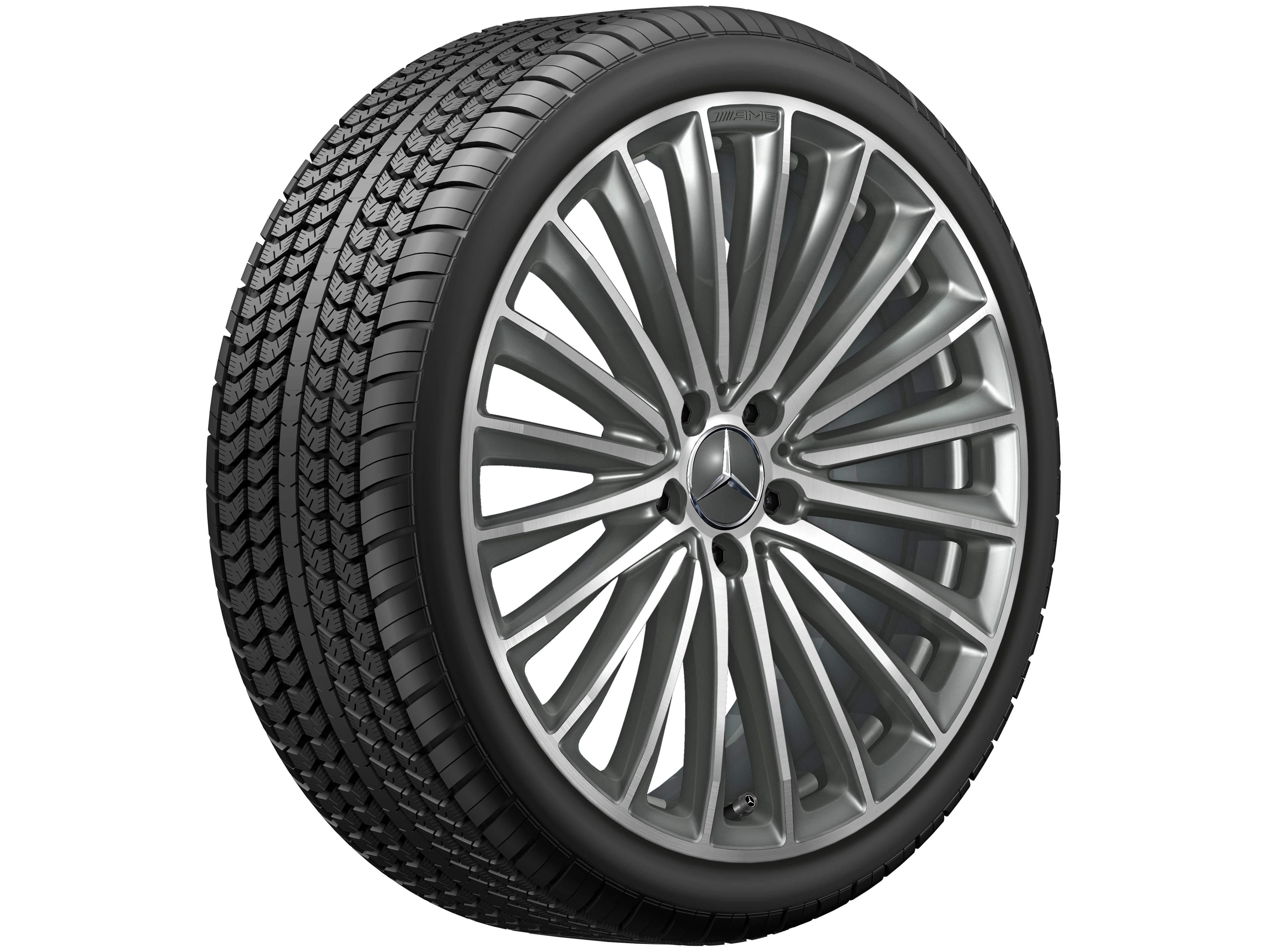 Vícepaprskové kolo AMG, 50,8 cm (20 palců) - 8 J x 20 ET 33, šedá titanium, soustružené do lesku
