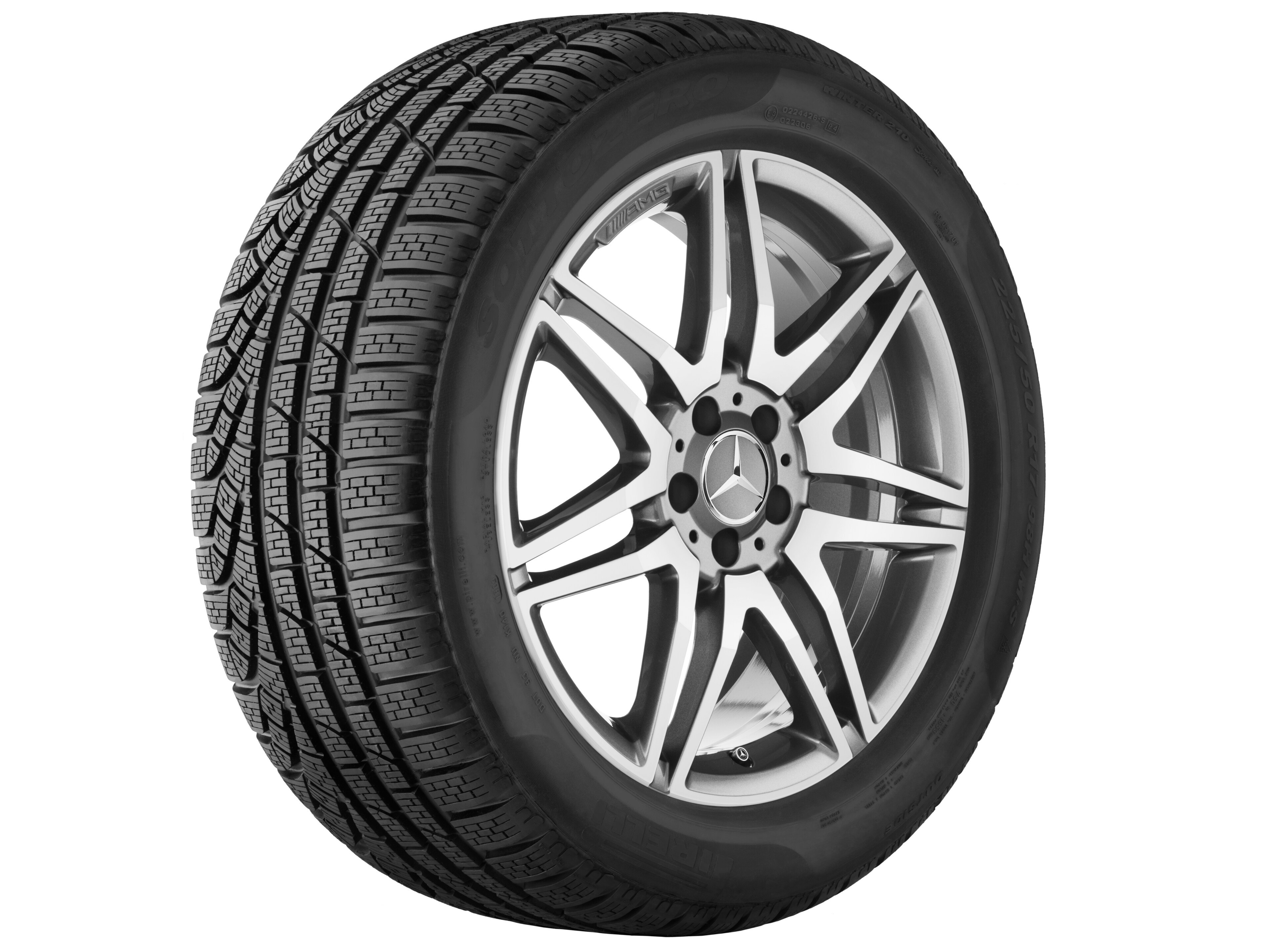 Kolo AMG s 7 dvojitými paprsky, 48,3 cm (19 palců) - 8,5 J x 19 ET 35,5, šedá titanium, soustružené do lesku
