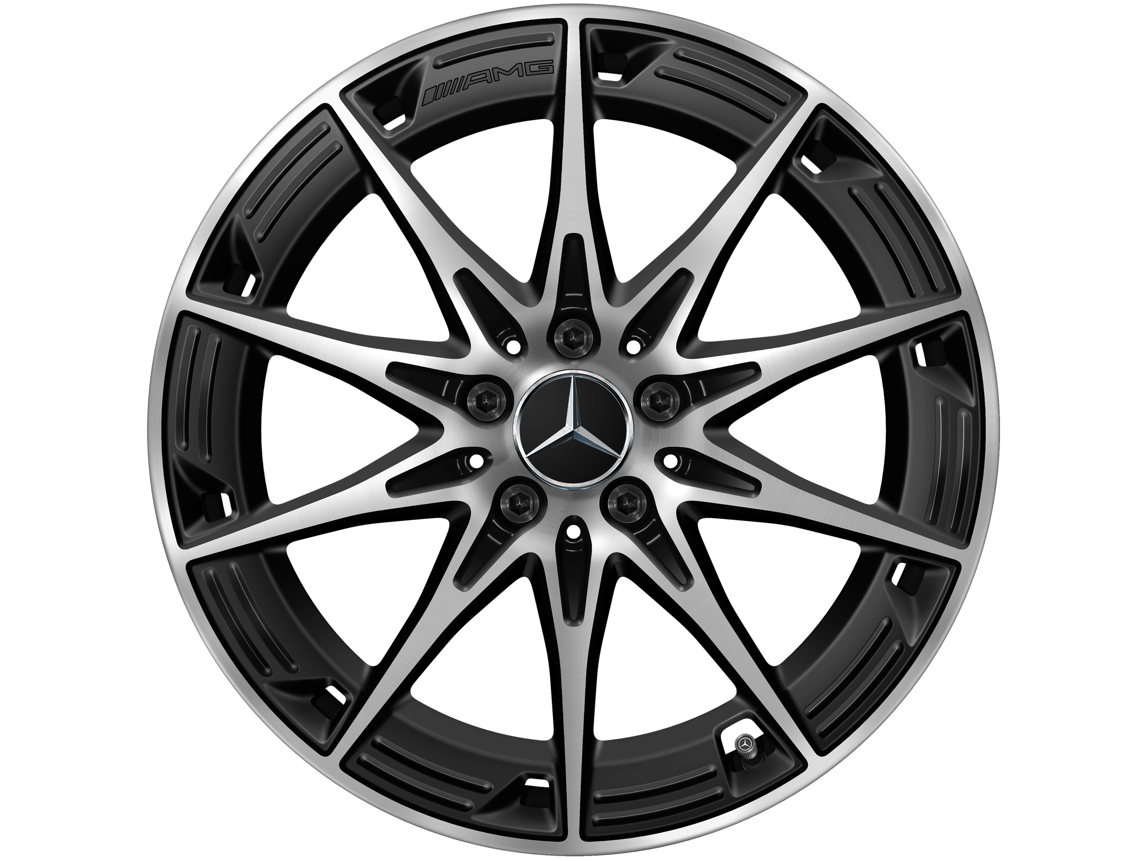 Kolo AMG z lehkých slitin, V provedení s 10 paprsky, 48,3 cm (19 palců) - 9 J x 19 ET 48, černá matná, soustružené do lesku