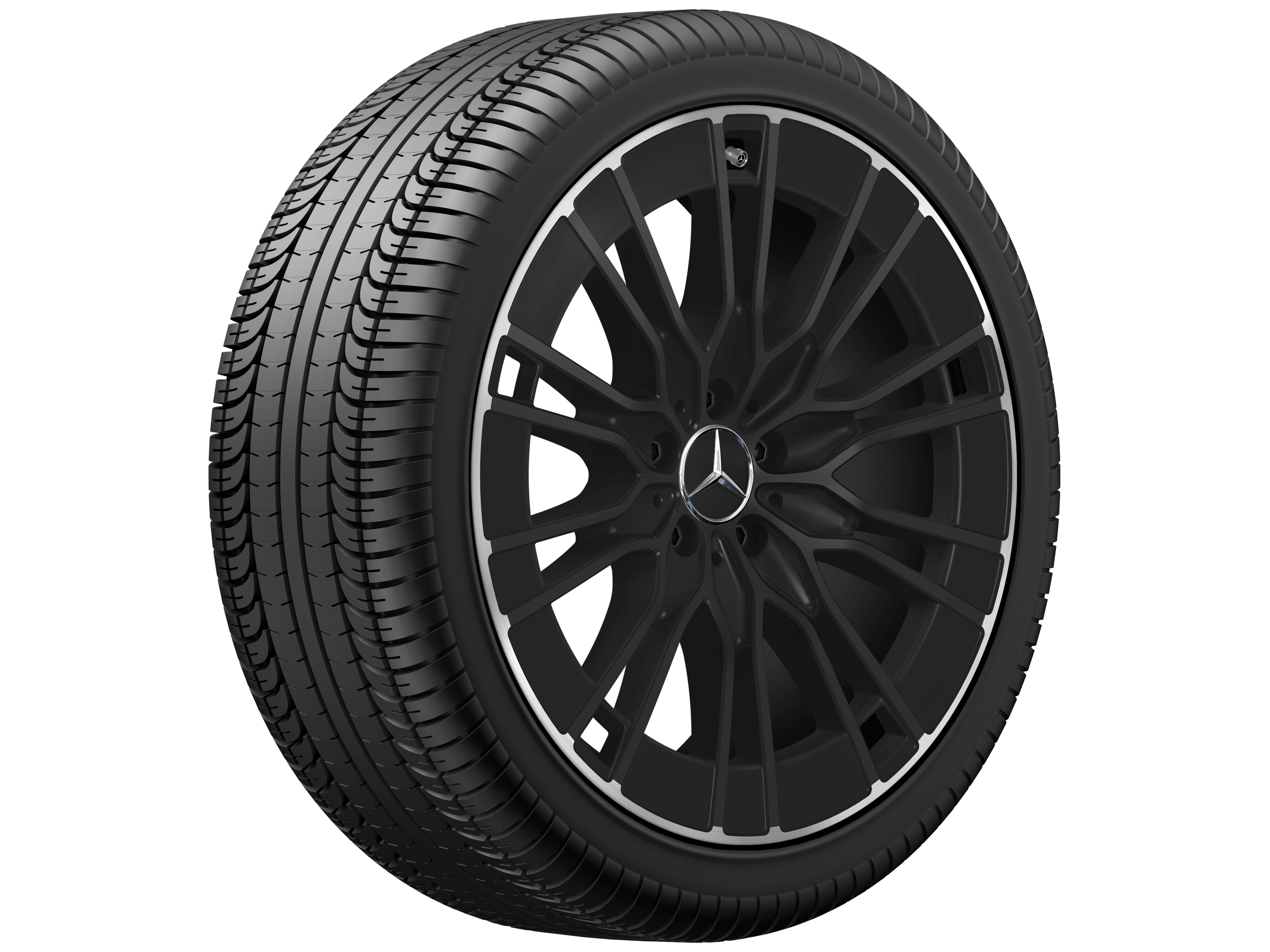 Kolo s 10 dvojitými paprsky, Aero, 50,8 cm (20 palců), Okraj ráfku leštěný - 8,5 J x 20 ET 35,5, černá, soustružené do lesku