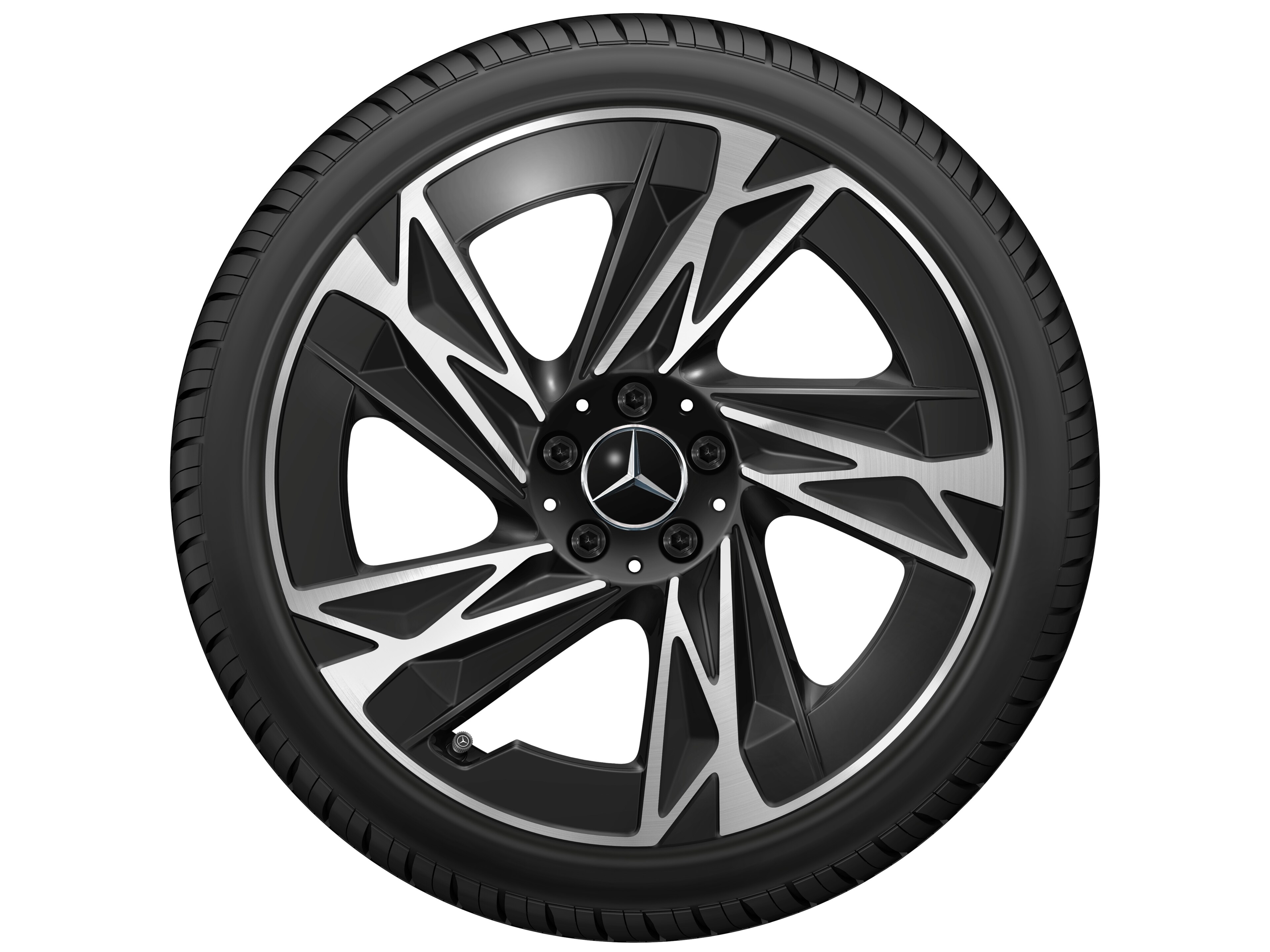 Kolo s 5 paprsky, Aero, 48,3 cm (19 palců) - 7,5 J x 19 ET 53,3, černá, soustružené do lesku