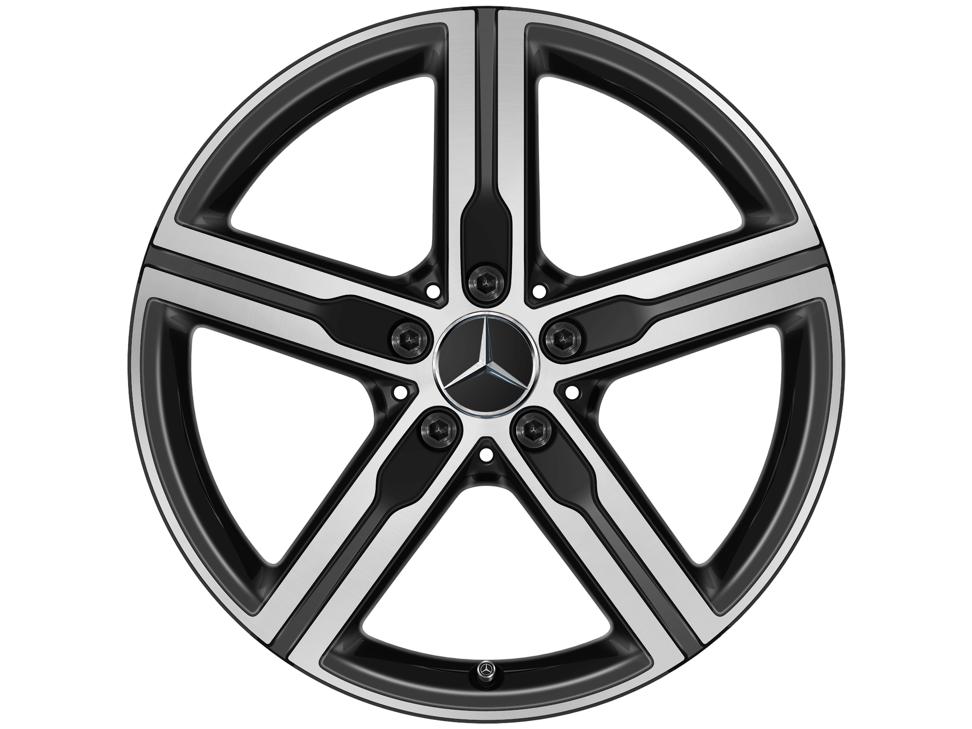 Kolo s 5 paprsky, 45,7 cm (18 palce), soustružené do lesku - 7,5 J x 18 ET 49, černá matná, soustružené do lesku