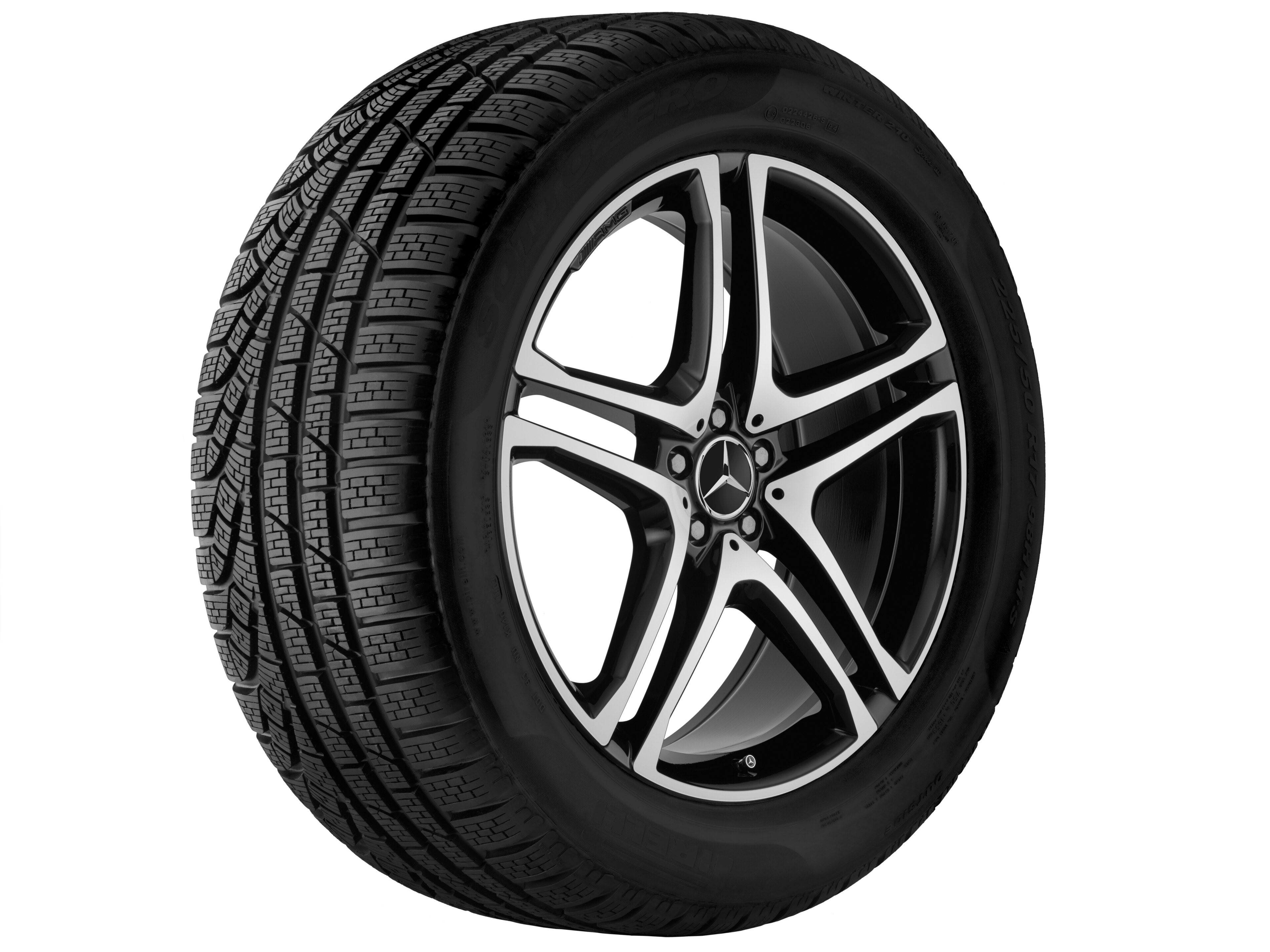 Kolo AMG s 5 dvojitými paprsky, 55,9 cm (22 palců) - 10 J x 22 ET 56, černá, soustružené do lesku