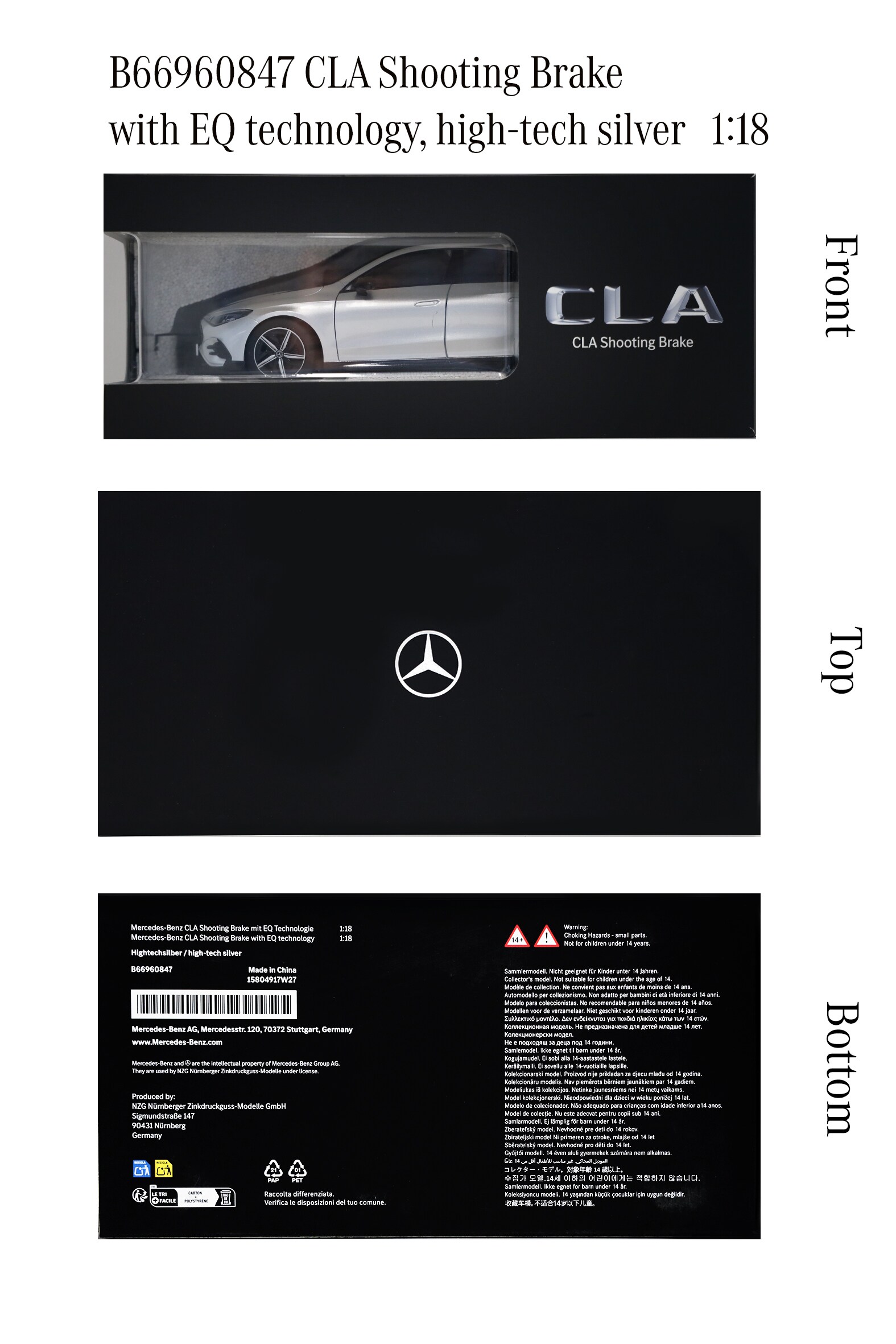 CLA, Shooting Brake, X174 - stříbrná hightech, NZG, 1:18