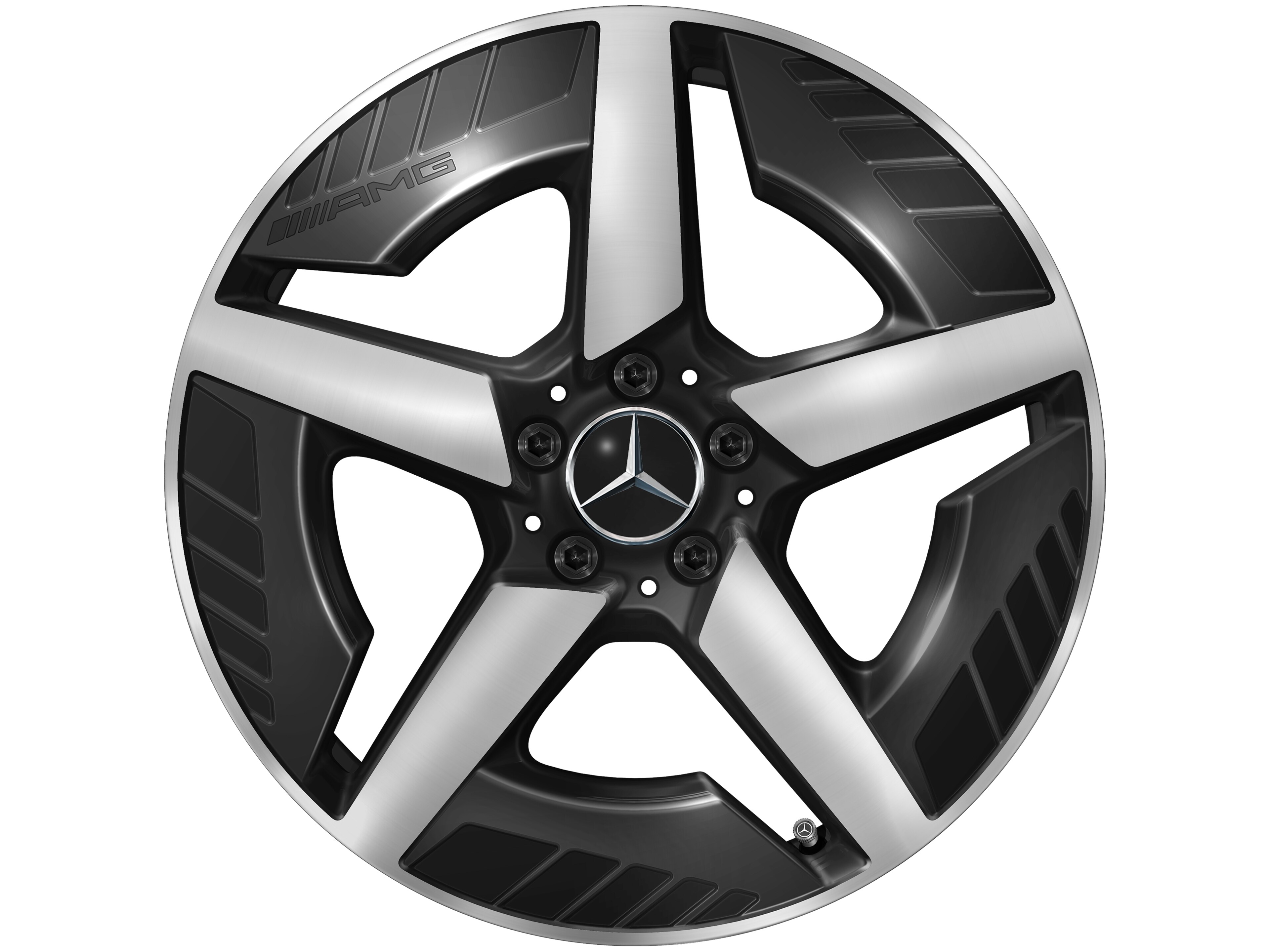 Kolo AMG z lehkých slitin, v 5paprskovém designu, 48,3 cm (19 palců), soustružené do lesku - 8 J x 19 ET 38,2, černá, soustružené do lesku