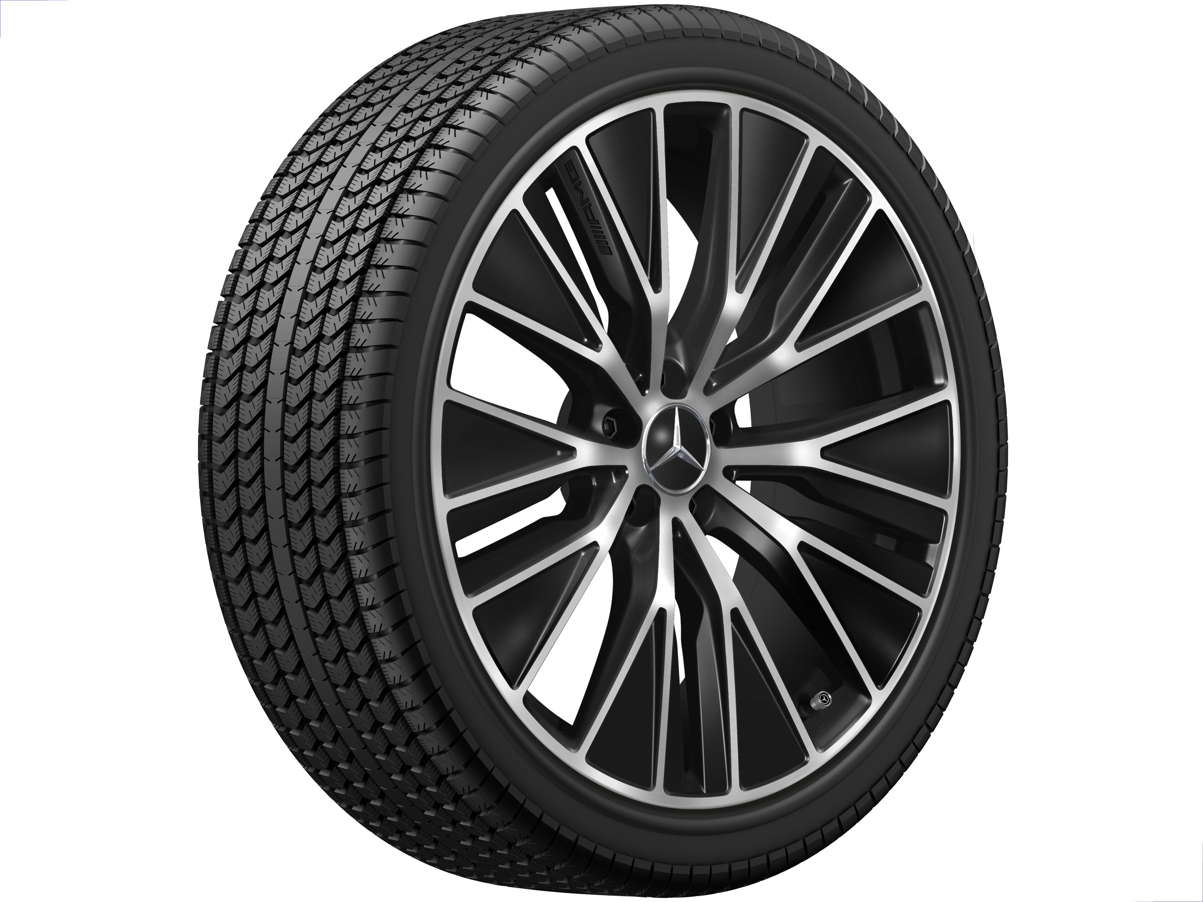 Kolo AMG z lehkých slitin, v provedení Y-spoke, 53,3 cm (21 palců), aerodynamicky optimalizovaná - 9,5 J x 21 ET 58,2, černá, soustružené do lesku