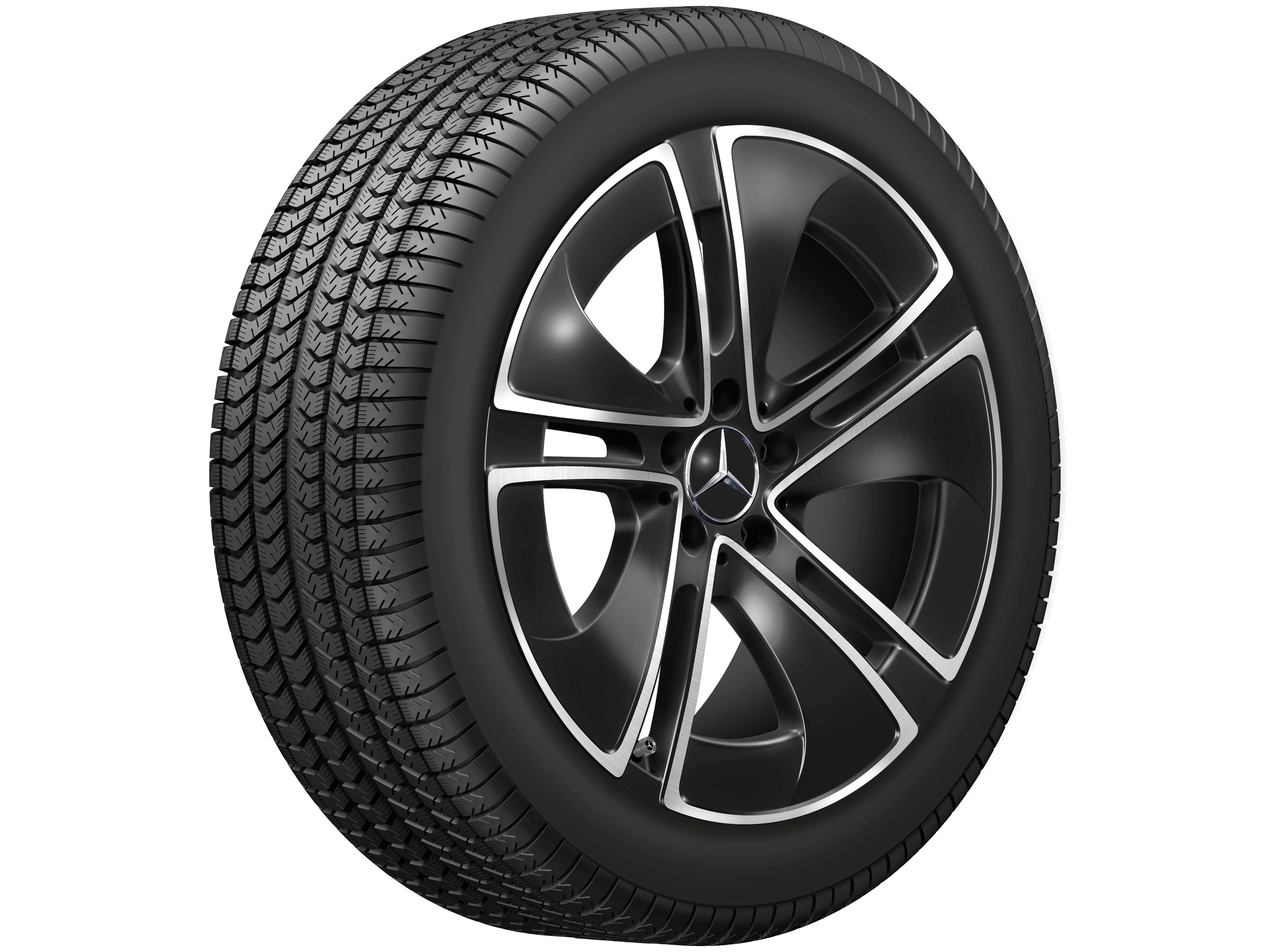 Kolo s 5 paprsky, Aero, 48,3 cm (19 palců) - 8 J x 19 ET 45,1, černá, soustružené do lesku