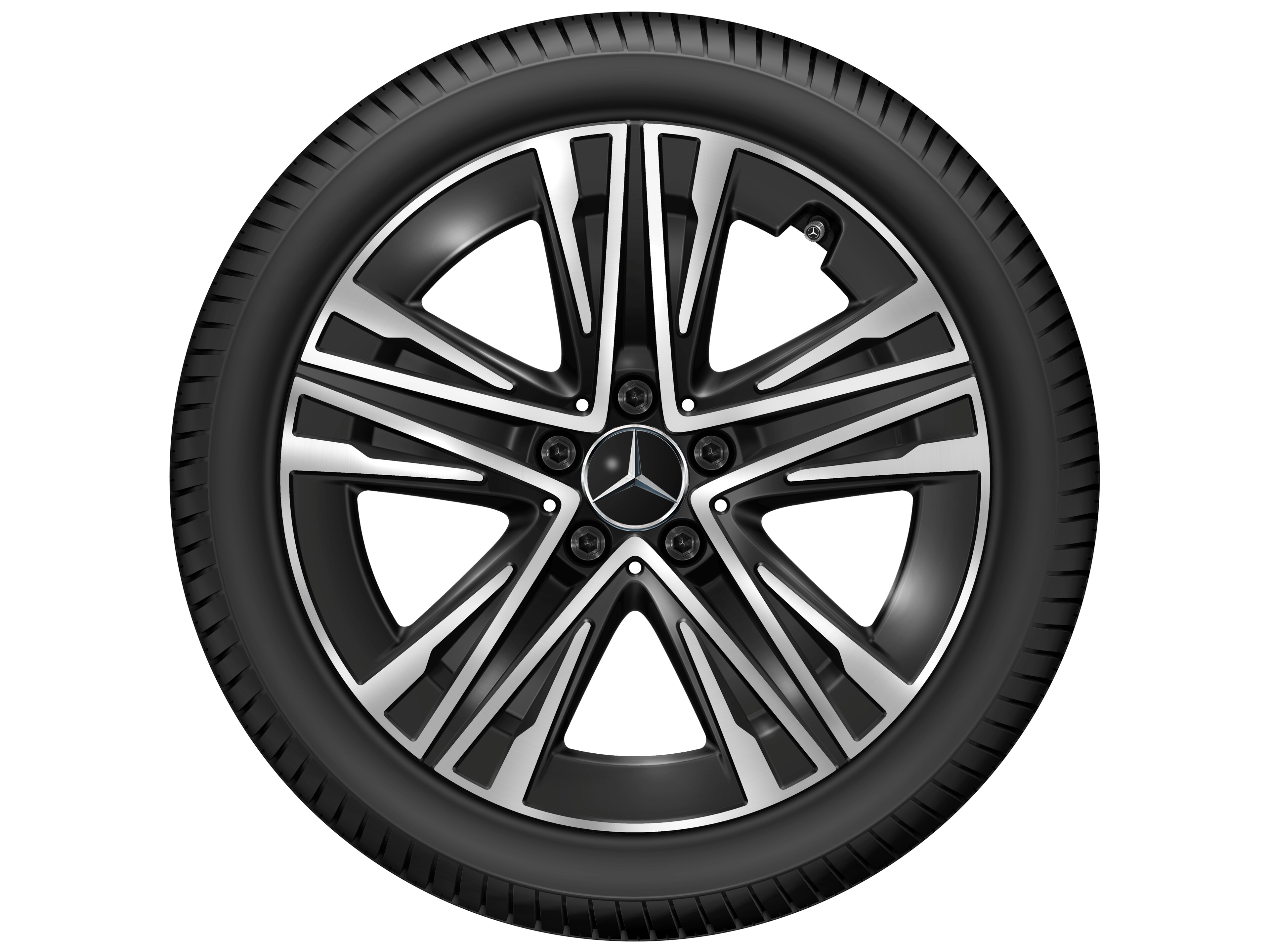 Kolo s 5 paprsky tvaru W, Aero, 45,7 cm (18 palce) - 7,5 J x 18 ET 48,4, černá, soustružené do lesku