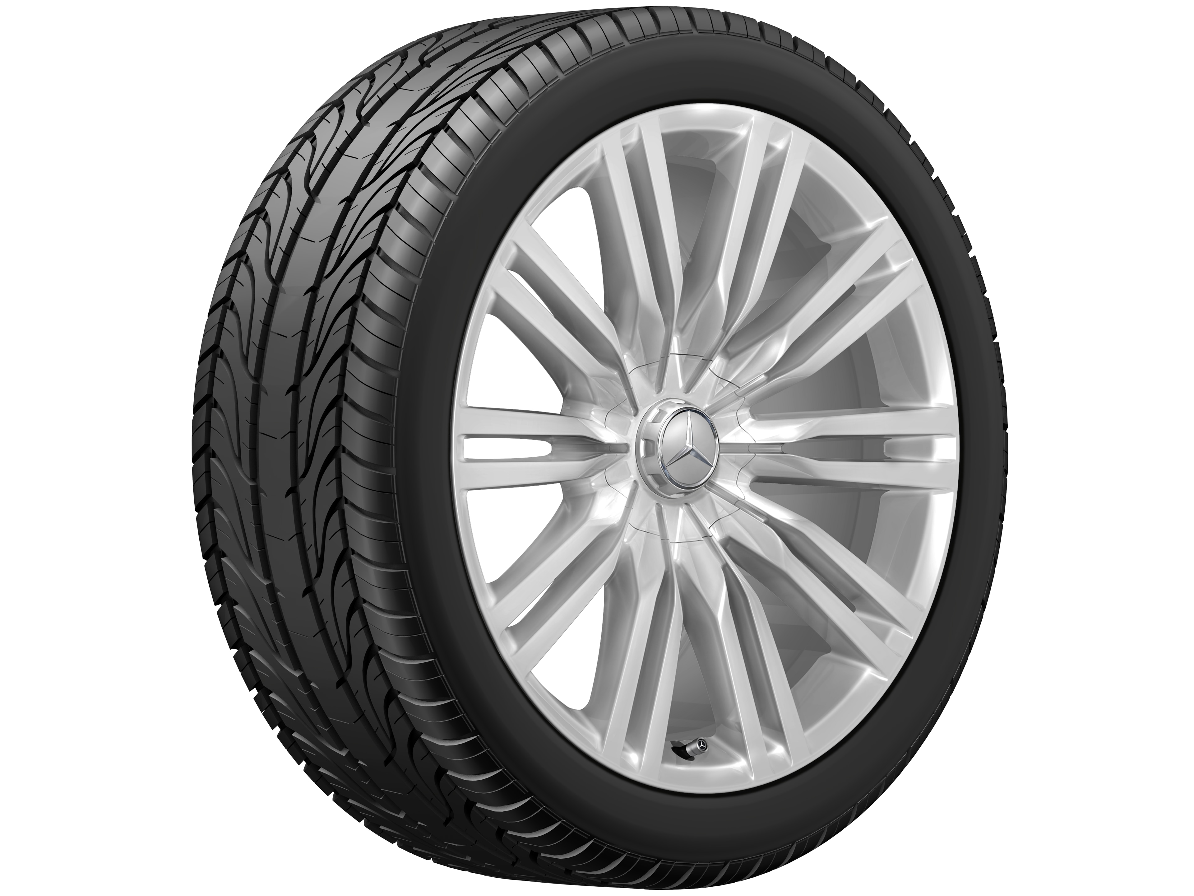 Kolo s 10 dvojitými paprsky, 50,8 cm (20 palců) - 10 J x 20 ET 48,1, stříbrné barvy, leštěné