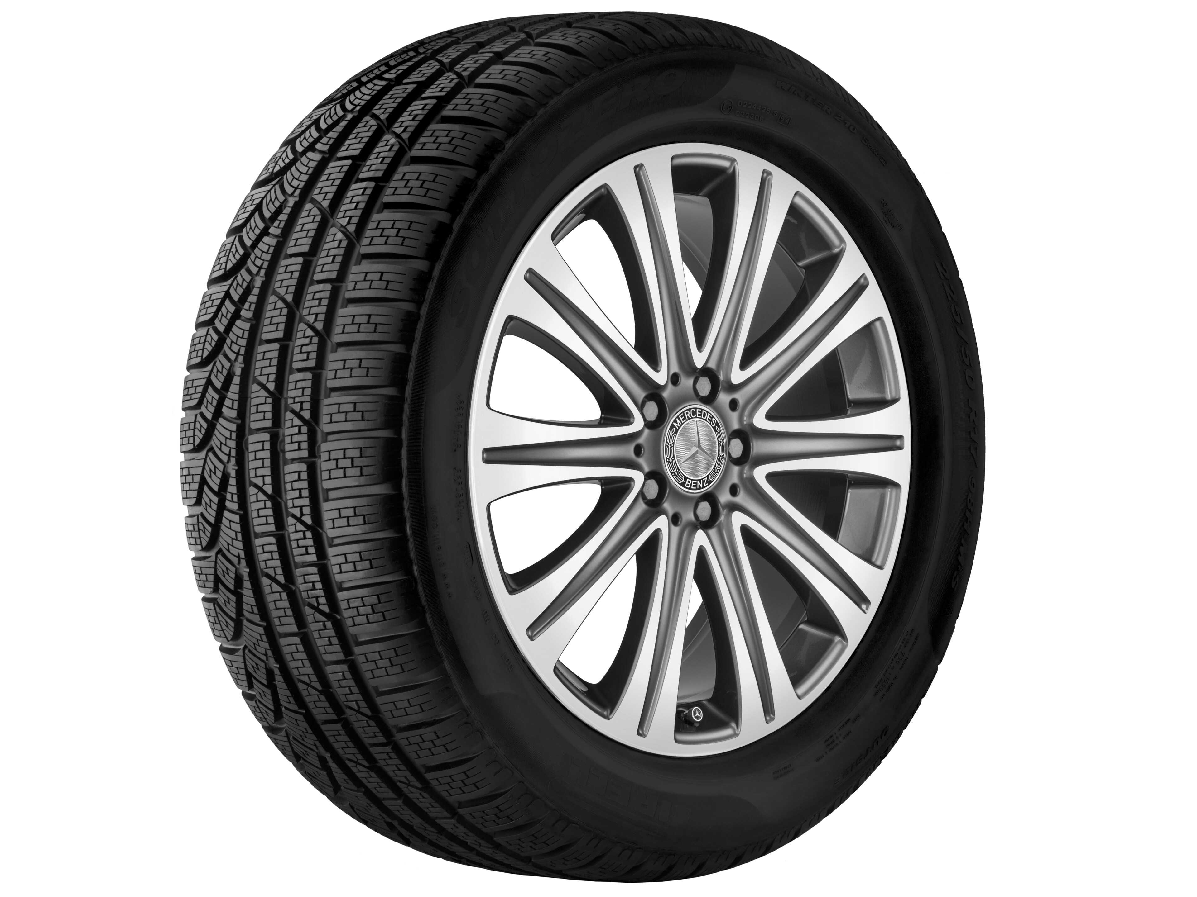 Kolo s 10 paprsky, 48,3 cm (19 palců) - 8 J x 19 ET 43, tremolit metalický, soustružené do lesku