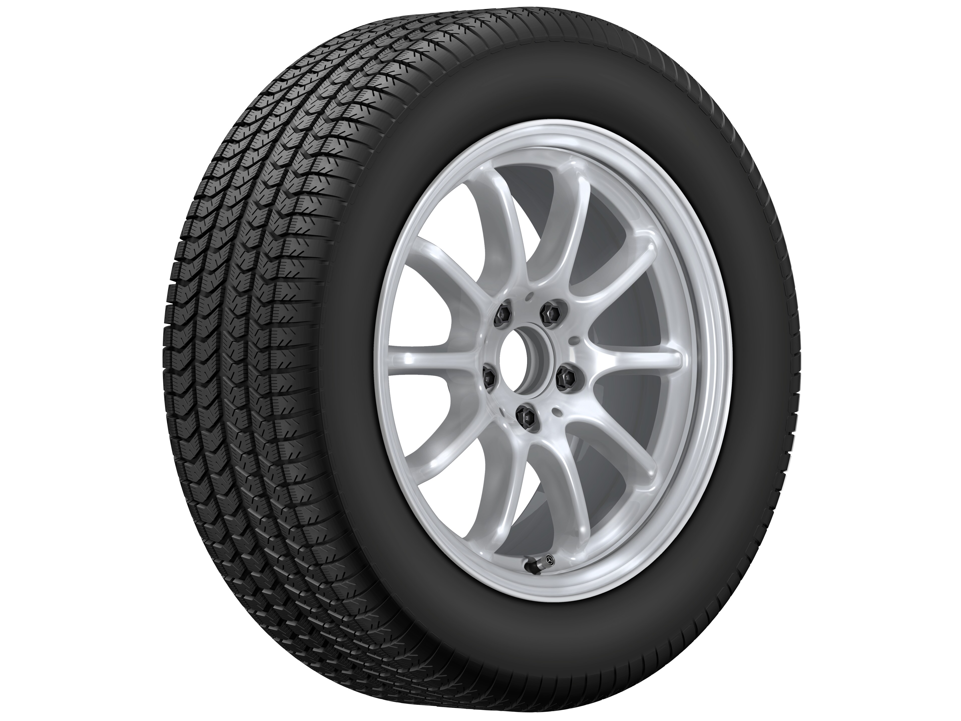 Kolo s 10 paprsky, 43,2 cm (17 palců) - 7,5 J x 17 ET 30, stříbrná vanadium, soustružené do lesku