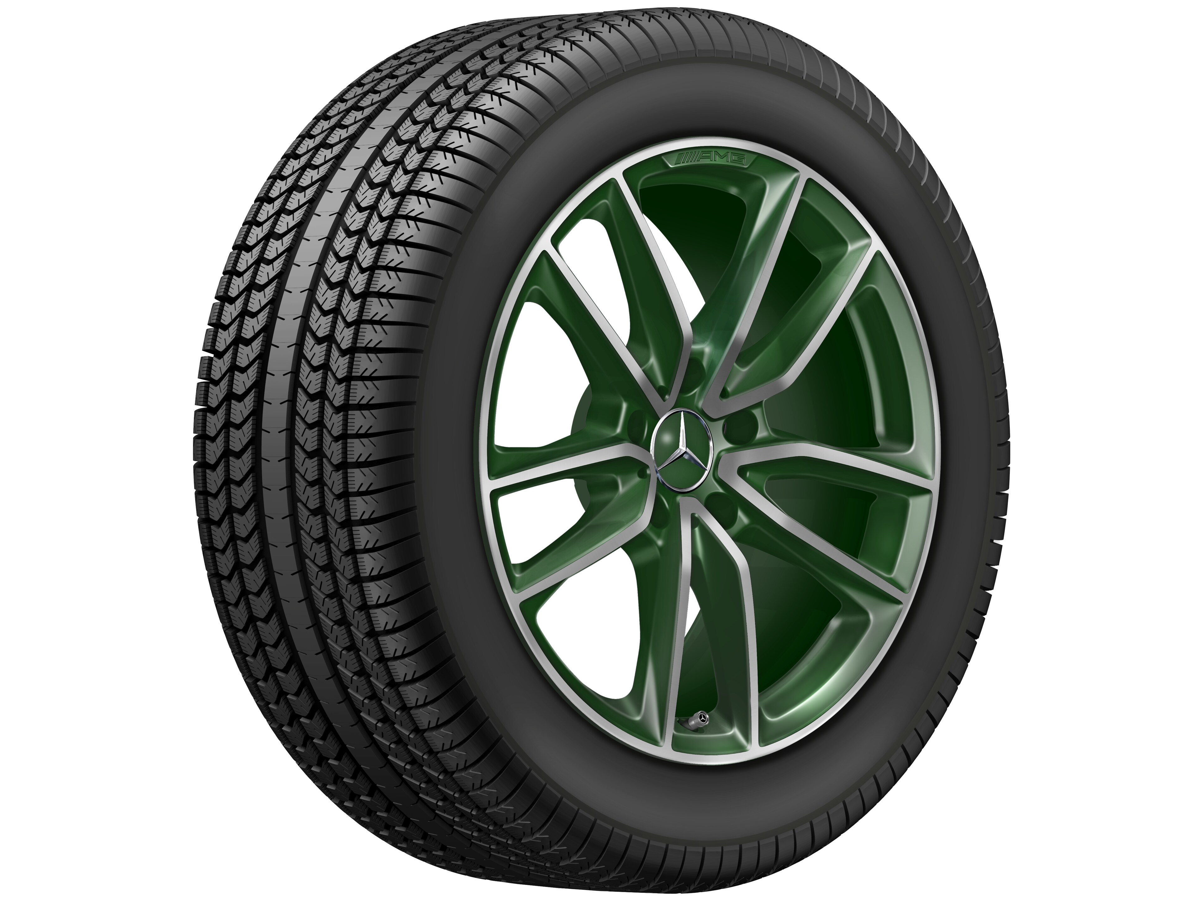 Kolo AMG s 5 dvojitými paprsky, 50,8 cm (20 palců) - 8,5 J x 20 ET 32, olivová designo, soustružené do lesku