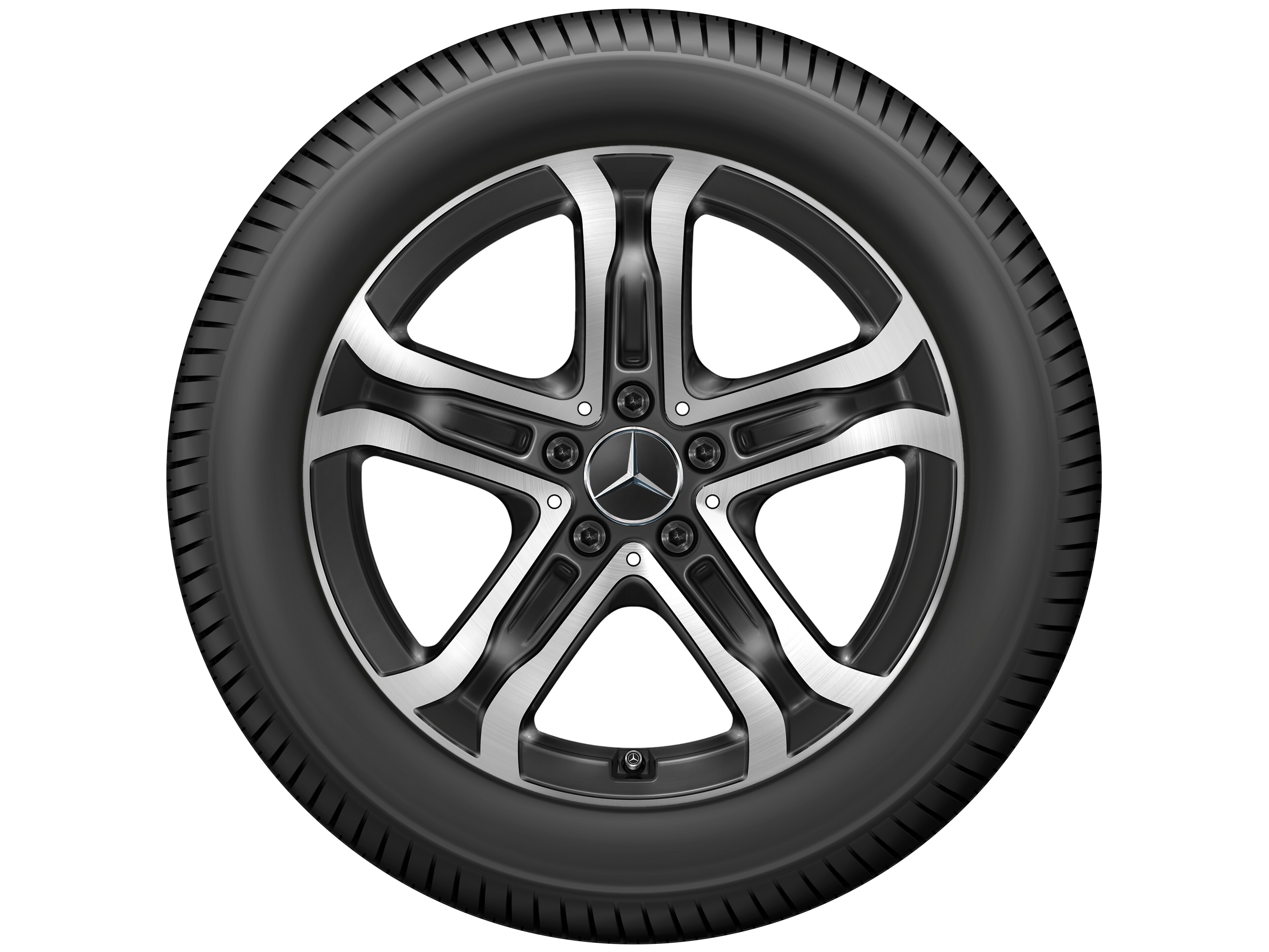 Kolo s 5 paprsky, 45,7 cm (18 palce), soustružené do lesku, Aerodynamicky optimalizované - 7,5 J x 18 ET 53,5, černá, soustružené do lesku