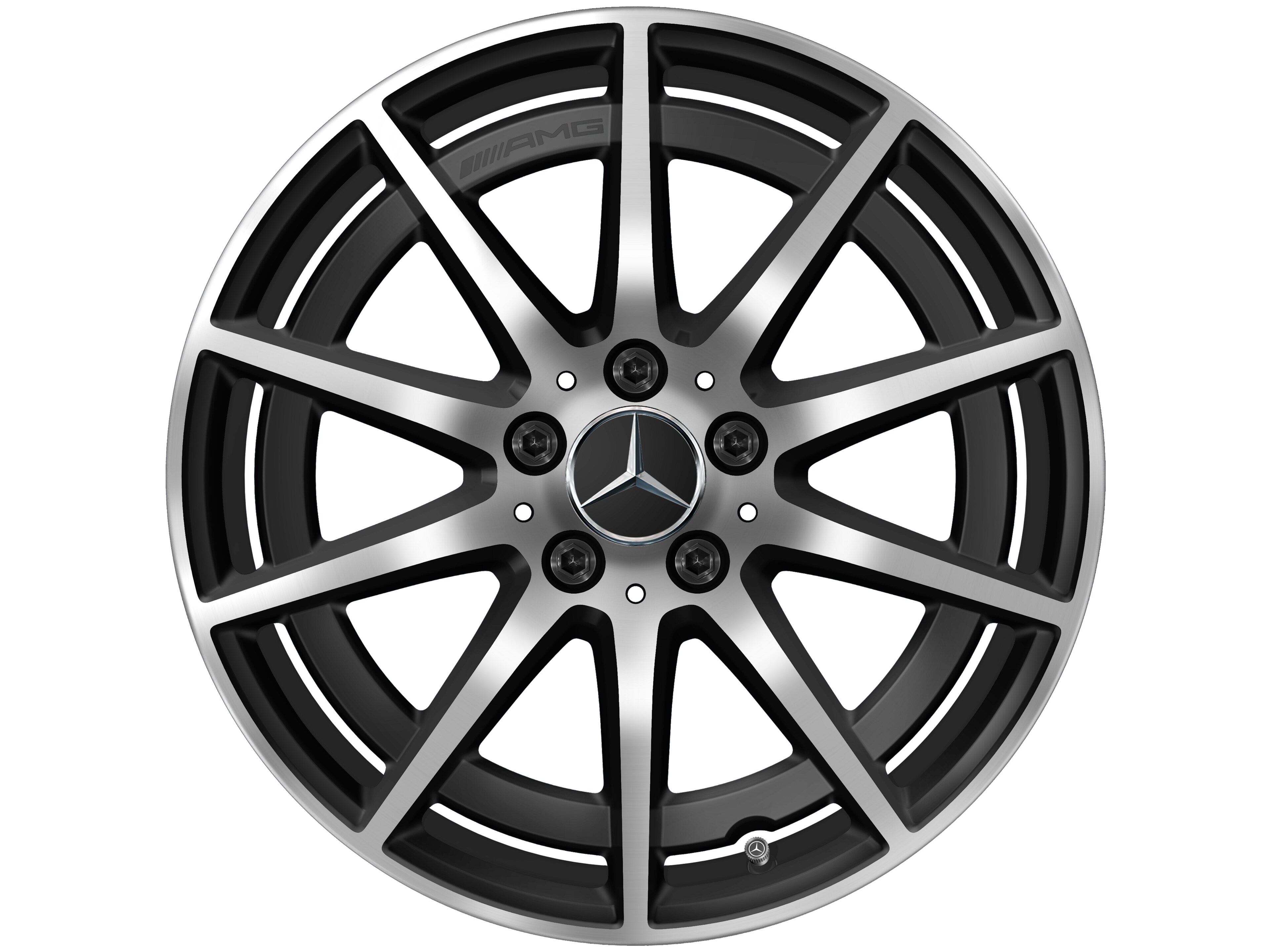 Kolo AMG s 10 paprsky, 45,7 cm (18 palce) - 8,5 J x 18 ET 46, černá matná, soustružené do lesku