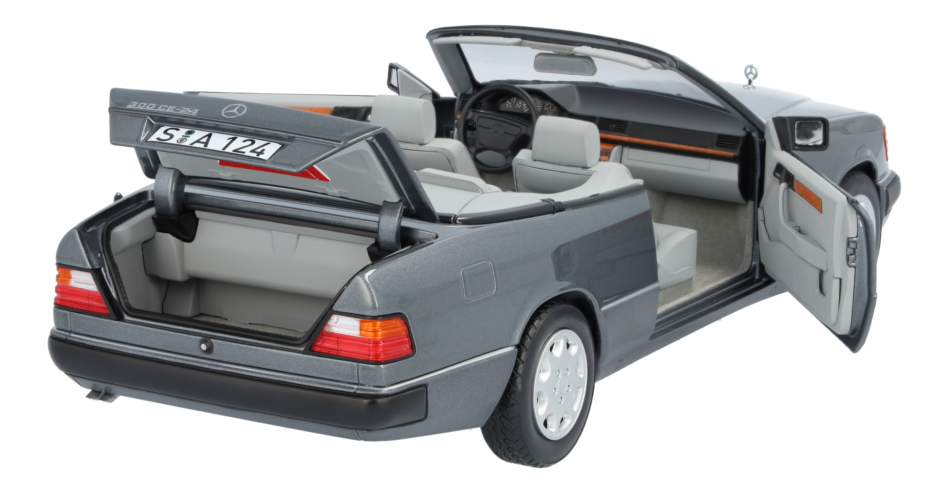 300 CE-24 kabriolet A 124 (1991-1993) - šedá pearl, Norev, 1:18